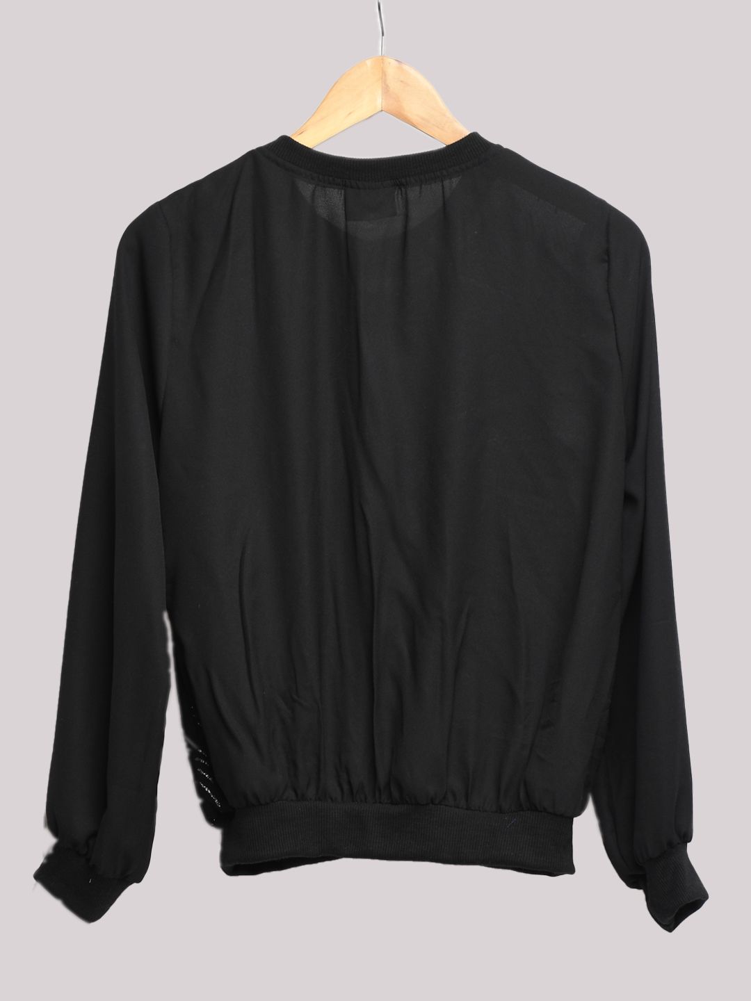 Shiny Black Bomber Top