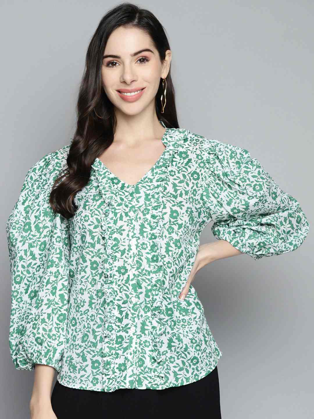 Printed Butta Frill Top