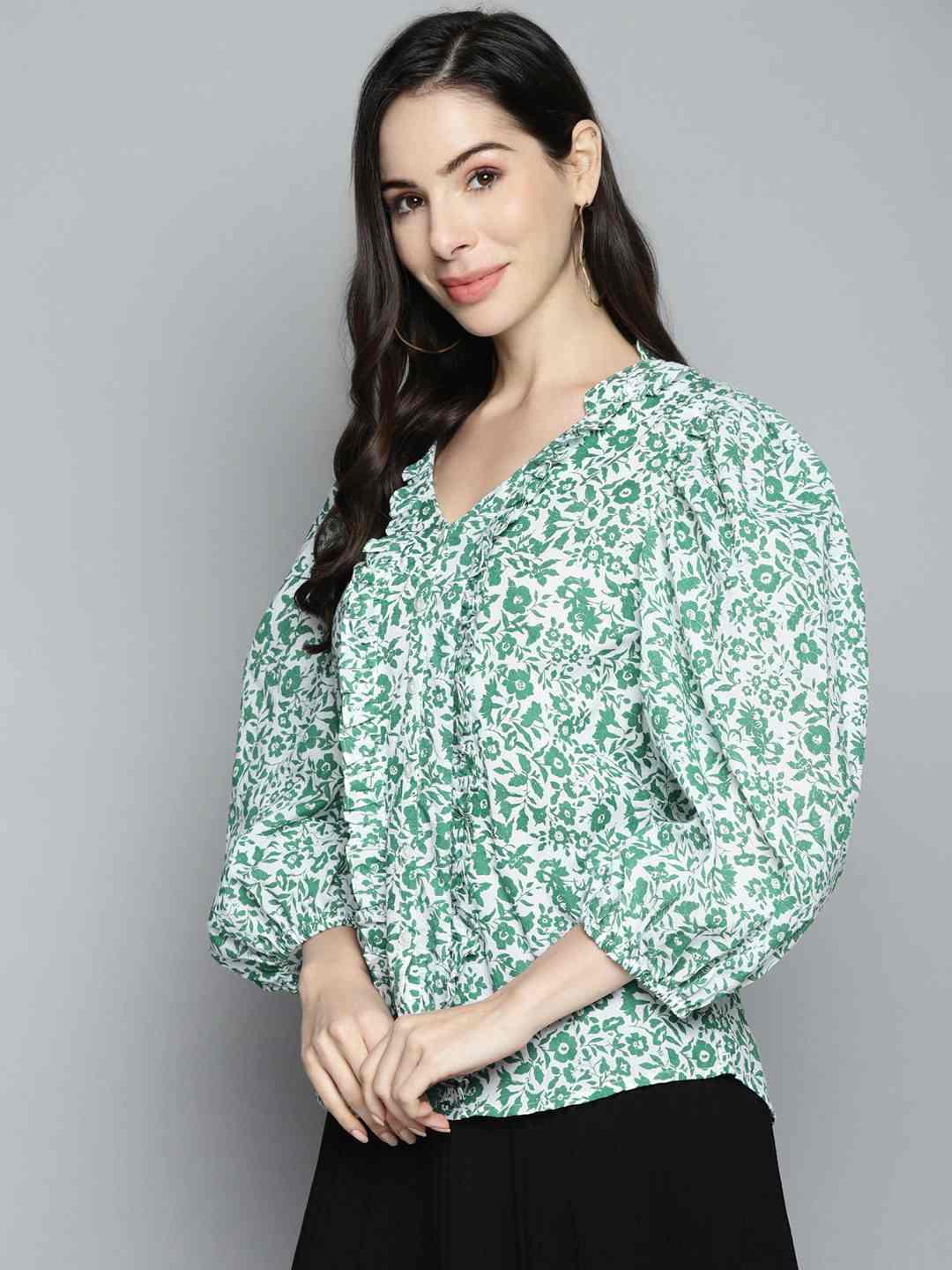 Printed Butta Frill Top