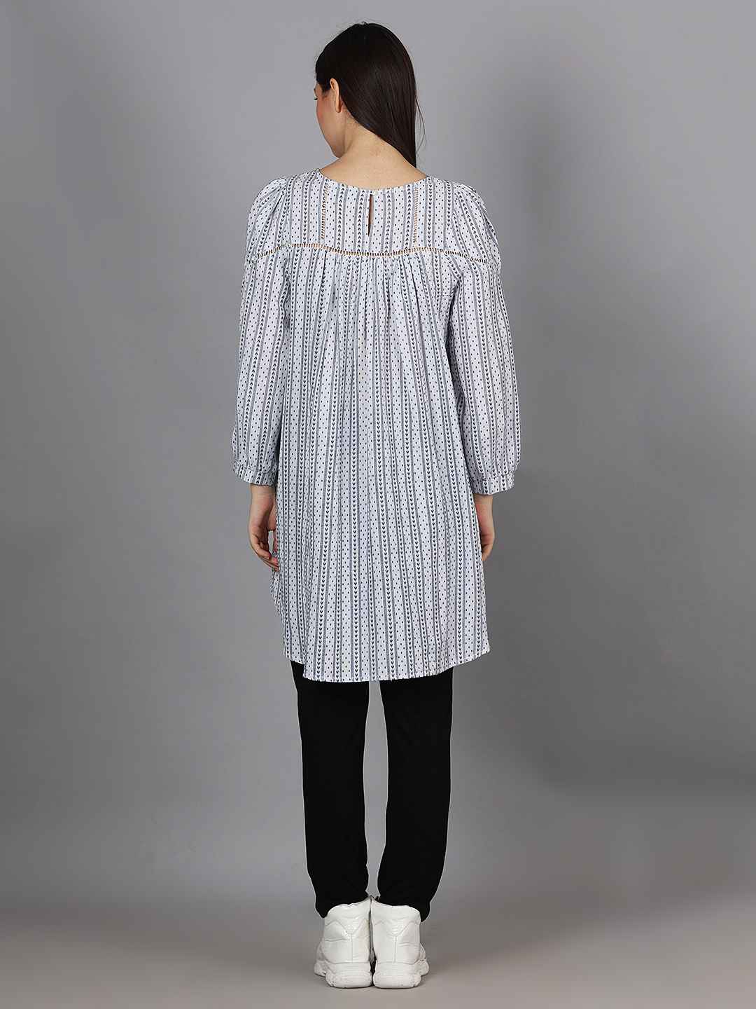Cotton Dobby Lace Insert Relaxed Fit Tunic