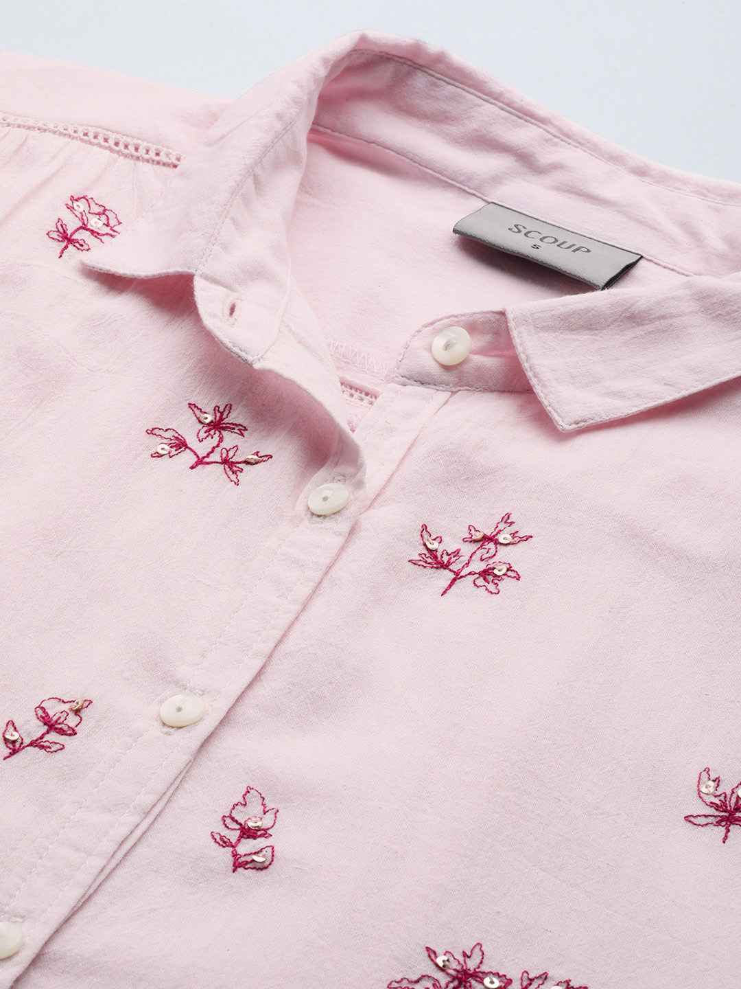 Embroidered mauve shirt