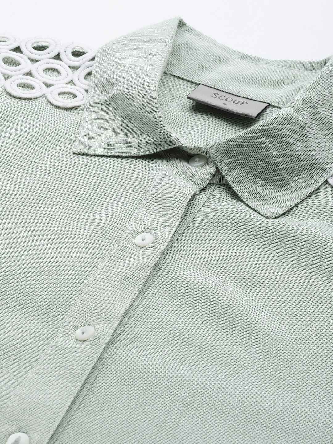 Lace detail light green tunic