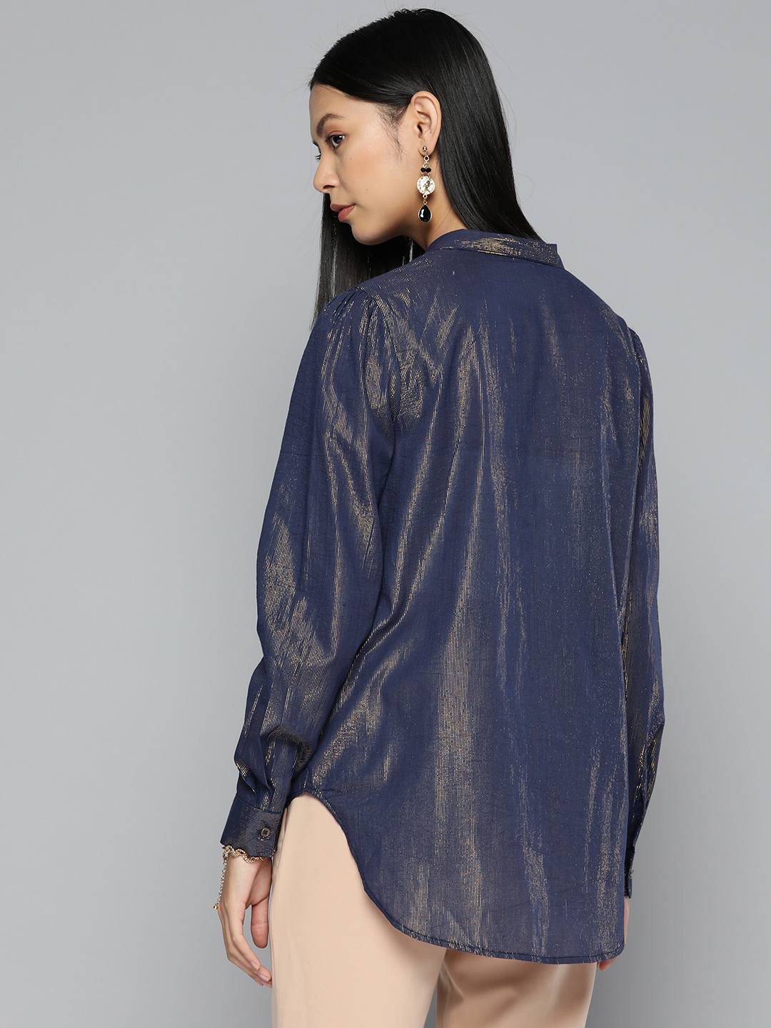 Blue cotton lurex shirt