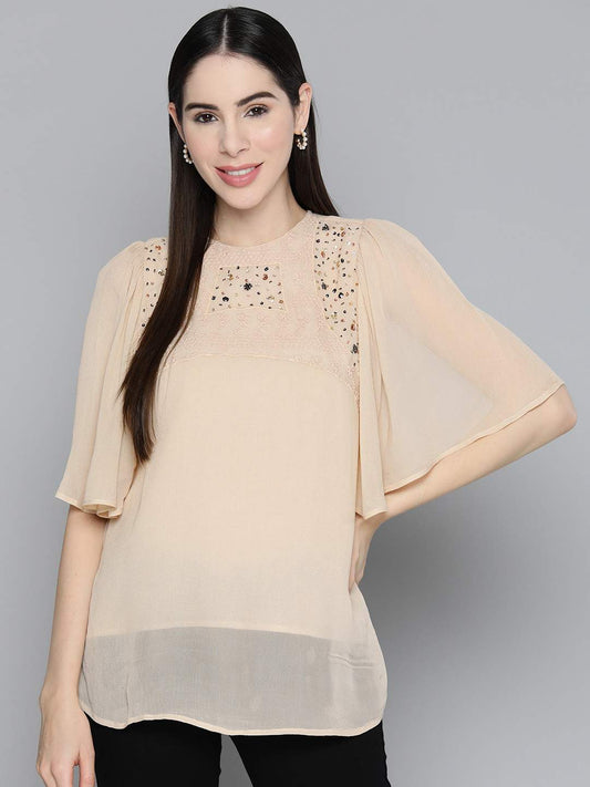 Embellished beige top