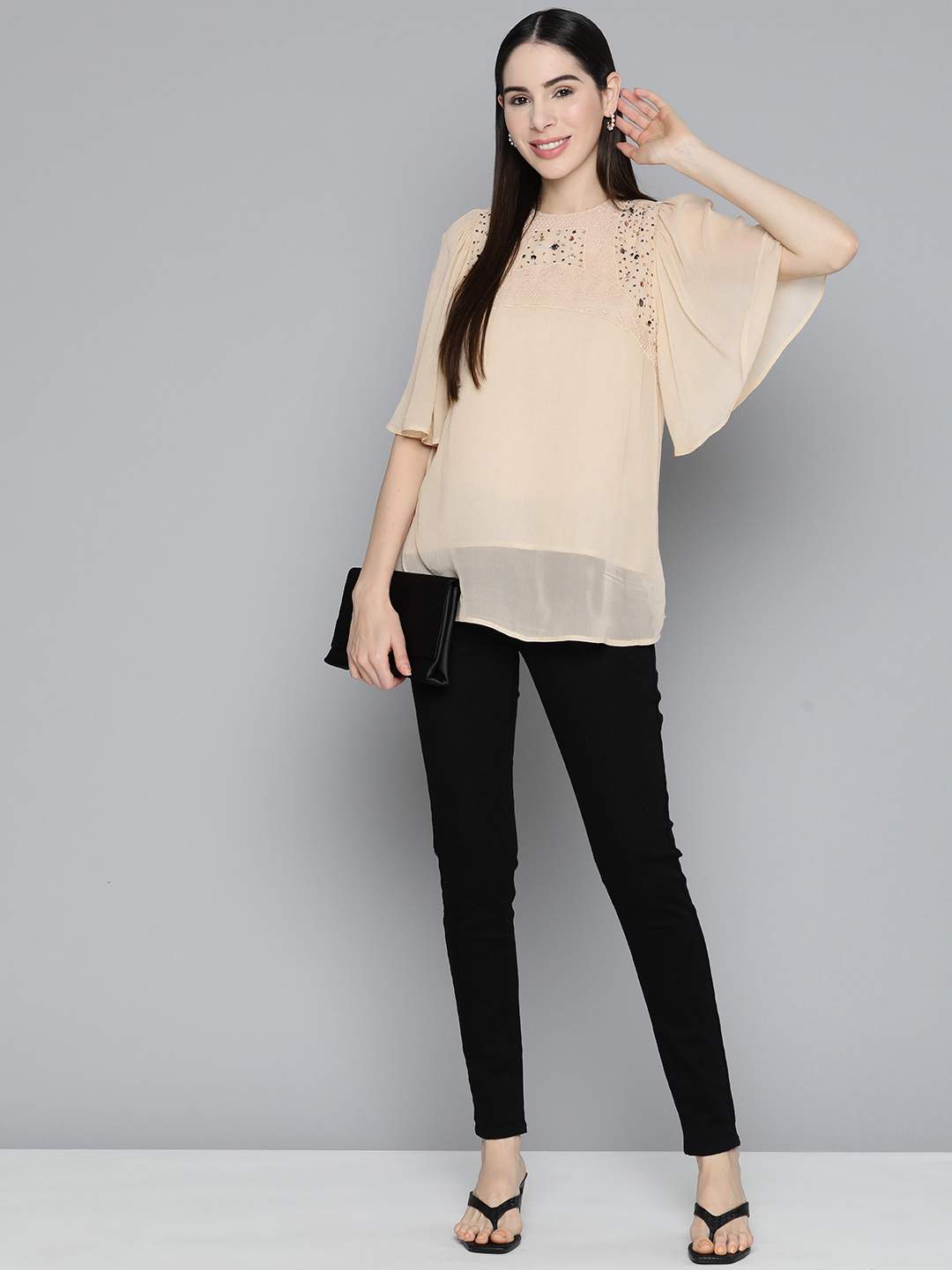 Embellished beige top