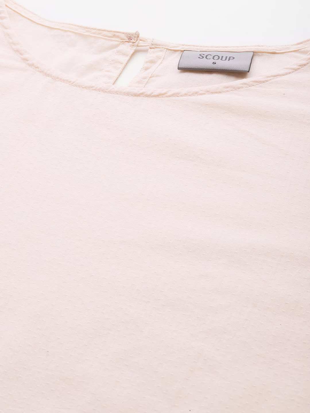 Cream Drop shoulder Sleeve Cotton Dobby Top