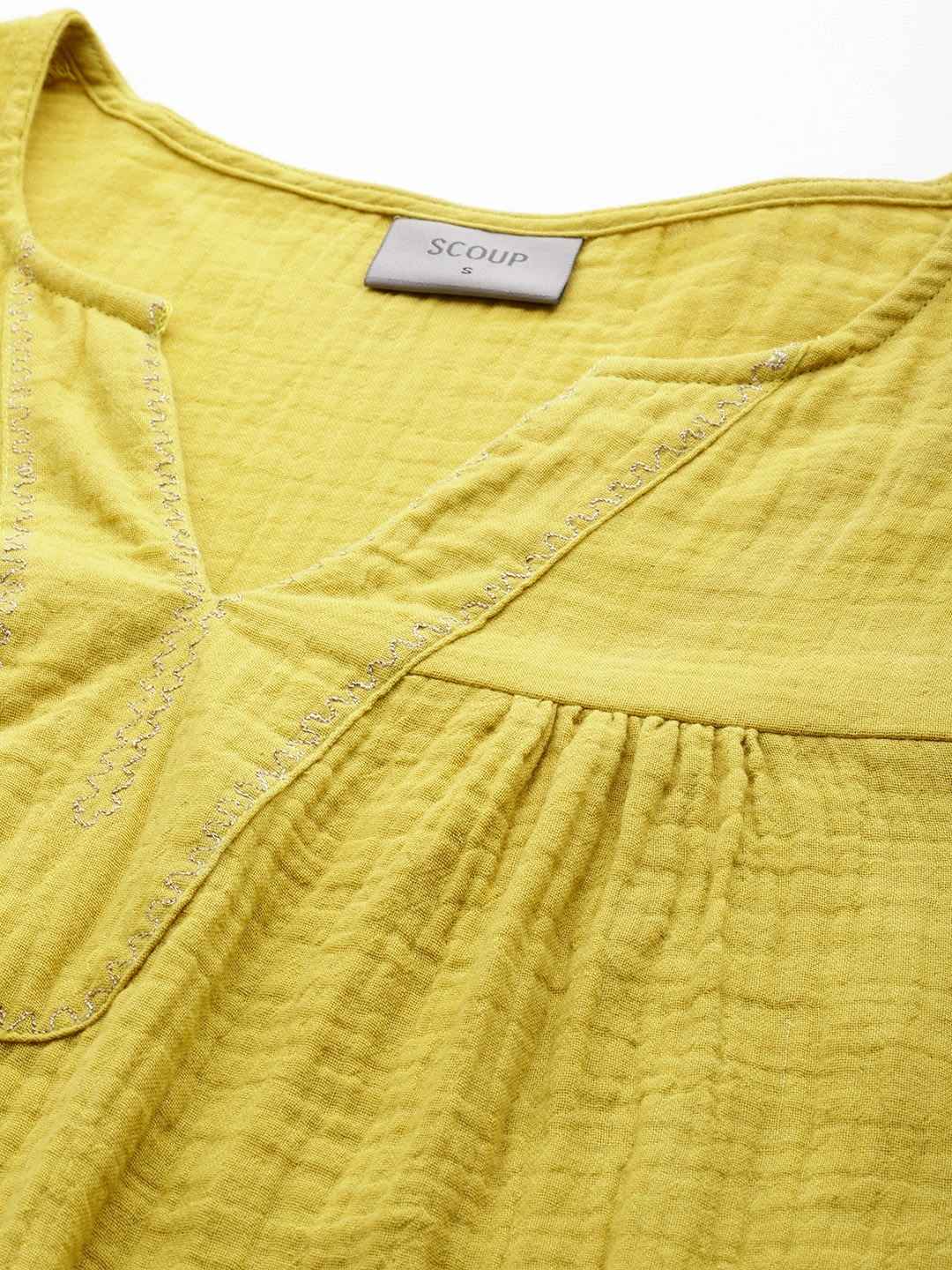 Yellow Embroidered Boho Sleeve Blouse