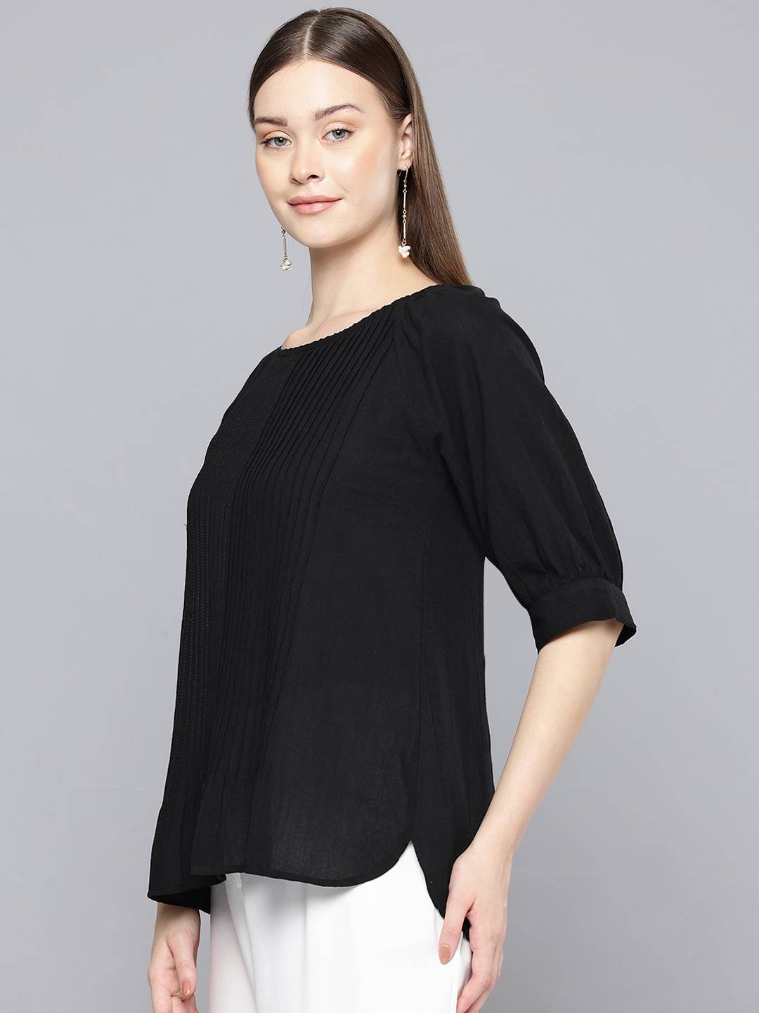 Scoup Puff Sleeve Cotton Top