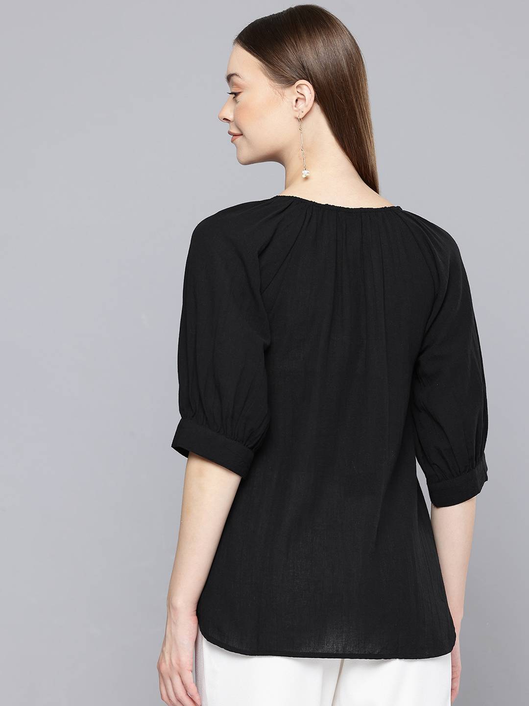 Scoup Puff Sleeve Cotton Top