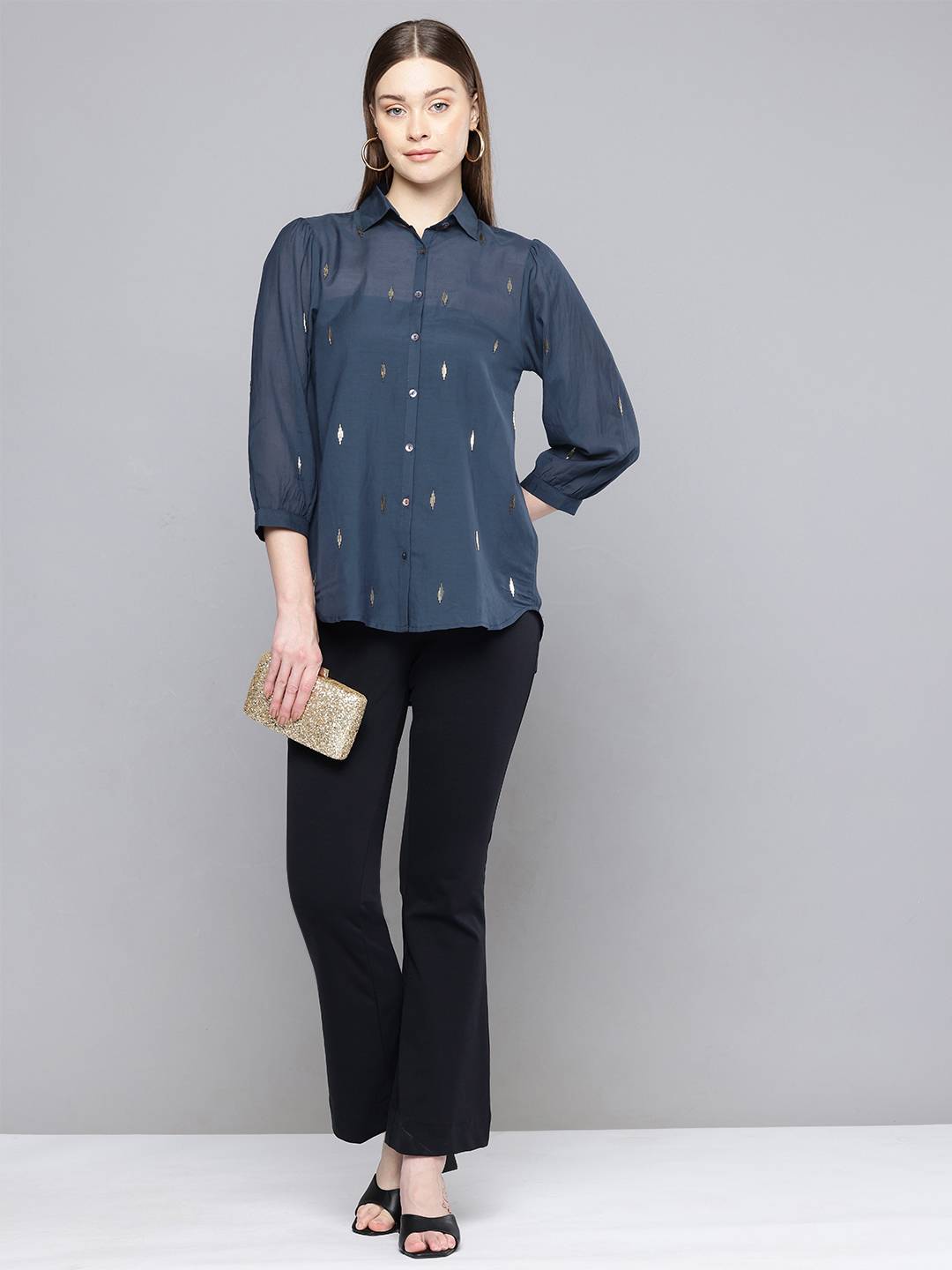 Scoup Blue hand embellished shirt