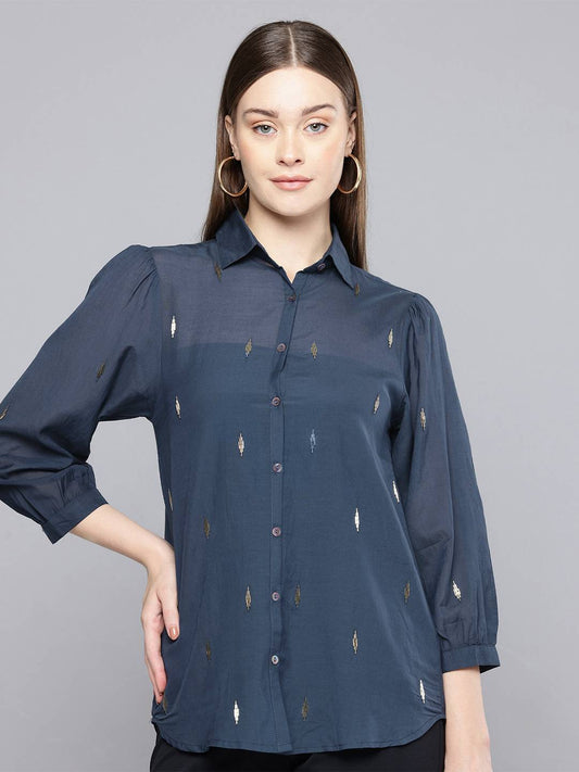 Scoup Blue hand embellished shirt