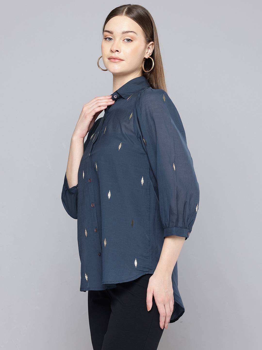 Scoup Blue hand embellished shirt