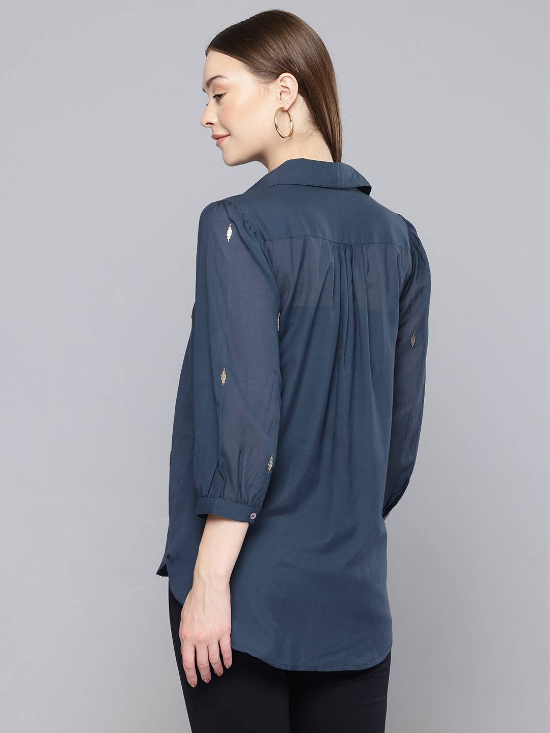 Scoup Blue hand embellished shirt