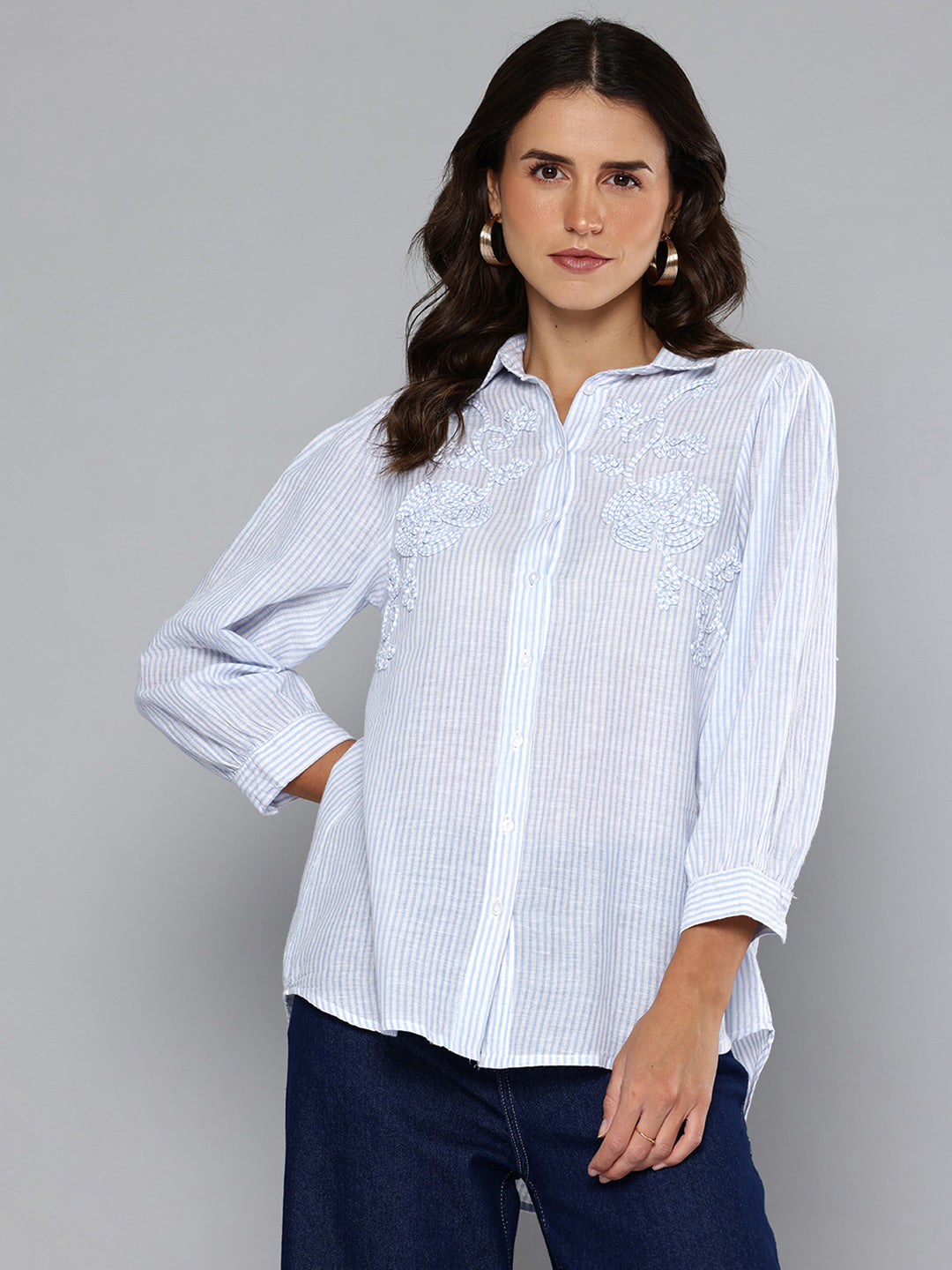 Dori embroidered striped shirt