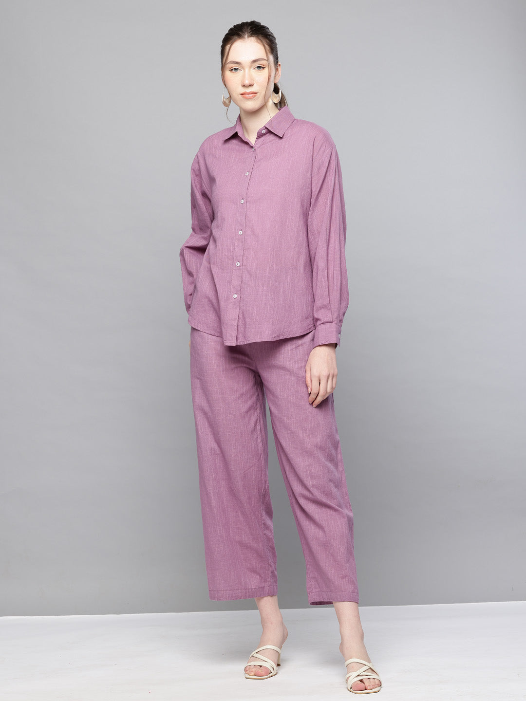 Cotton cord-set of shirt & pants
