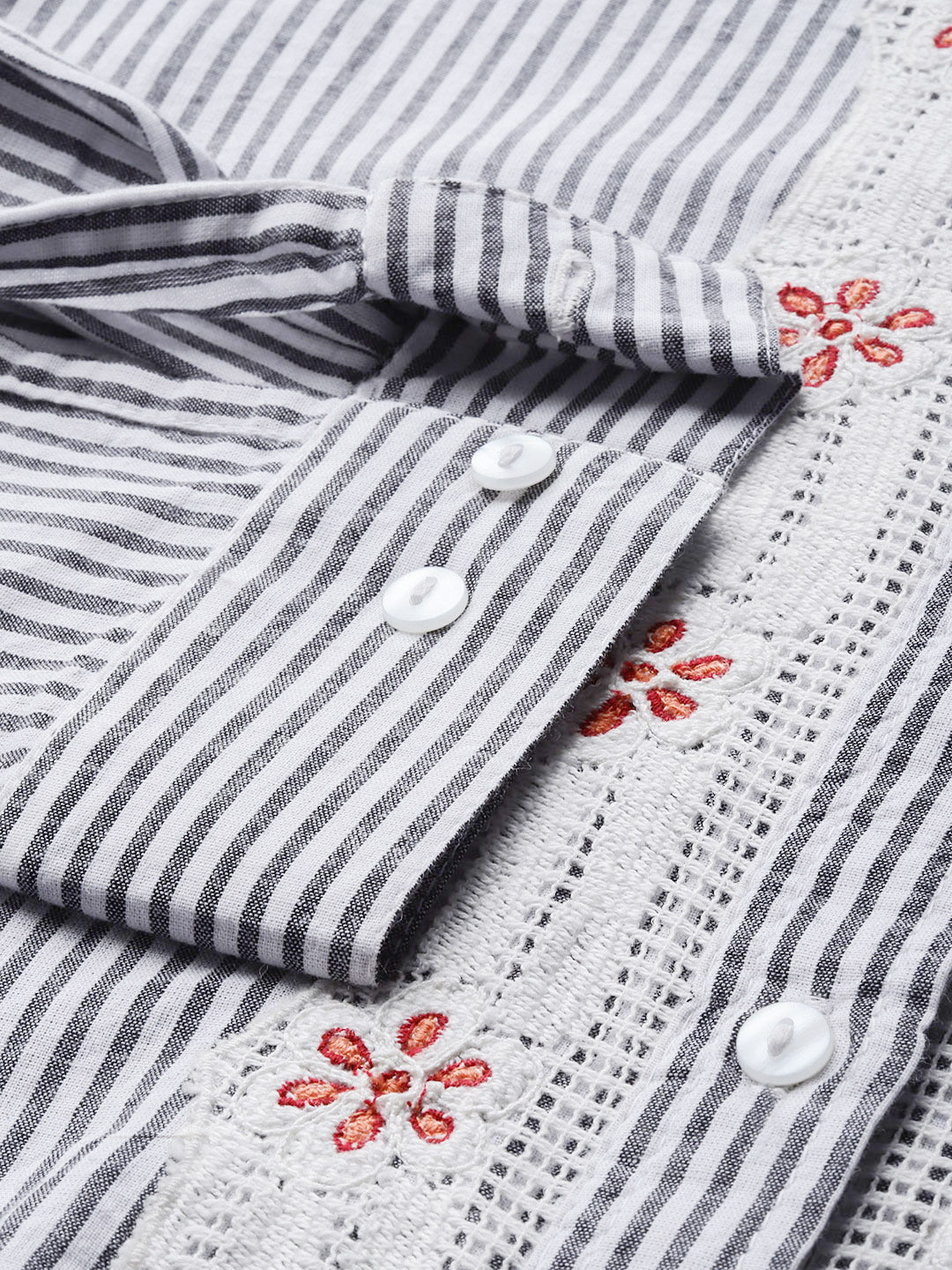 Cotton Stripe embroidered shirt