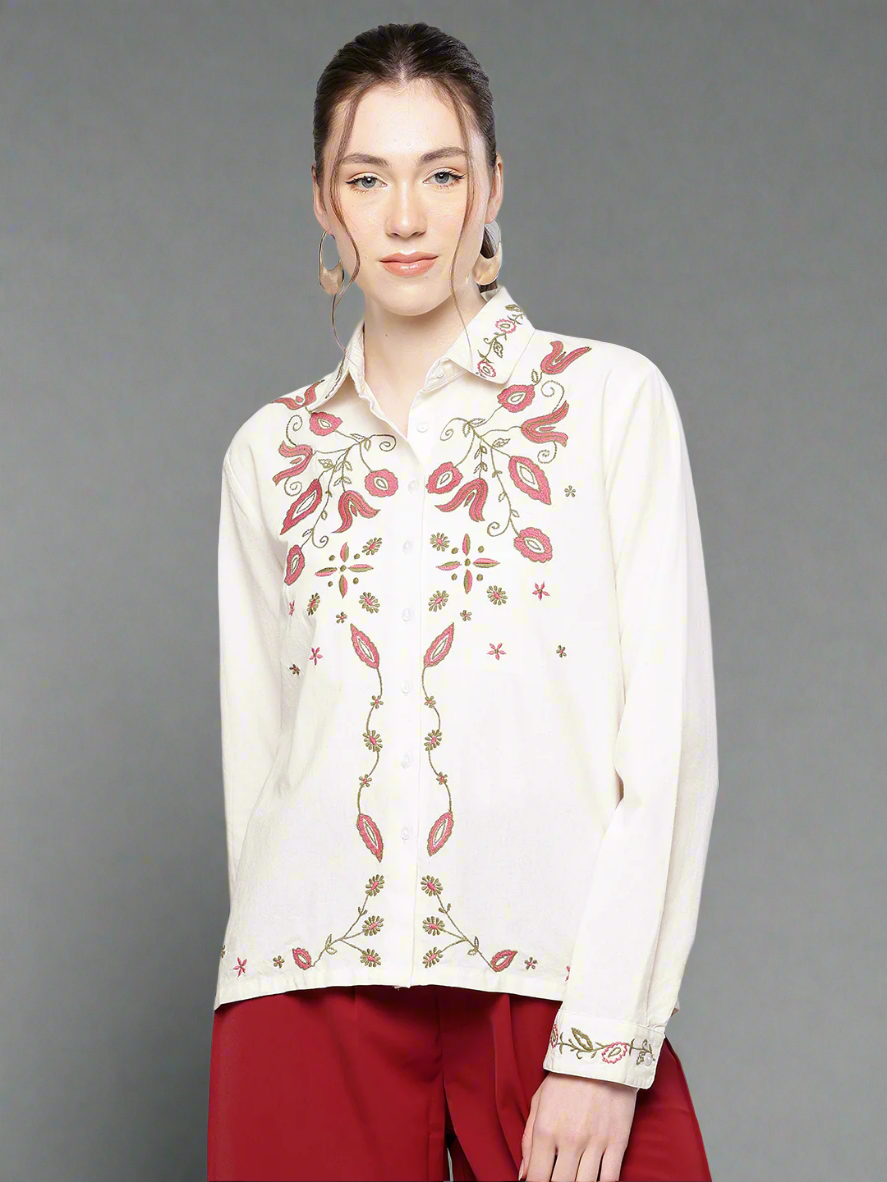 Cotton embroidered shirt