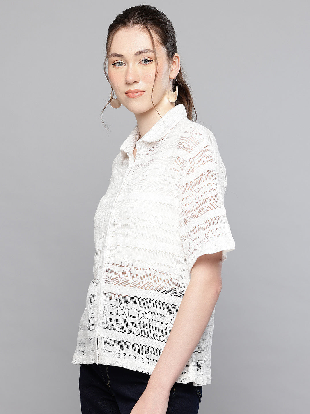 Lace Fabric short sleeve shirt
