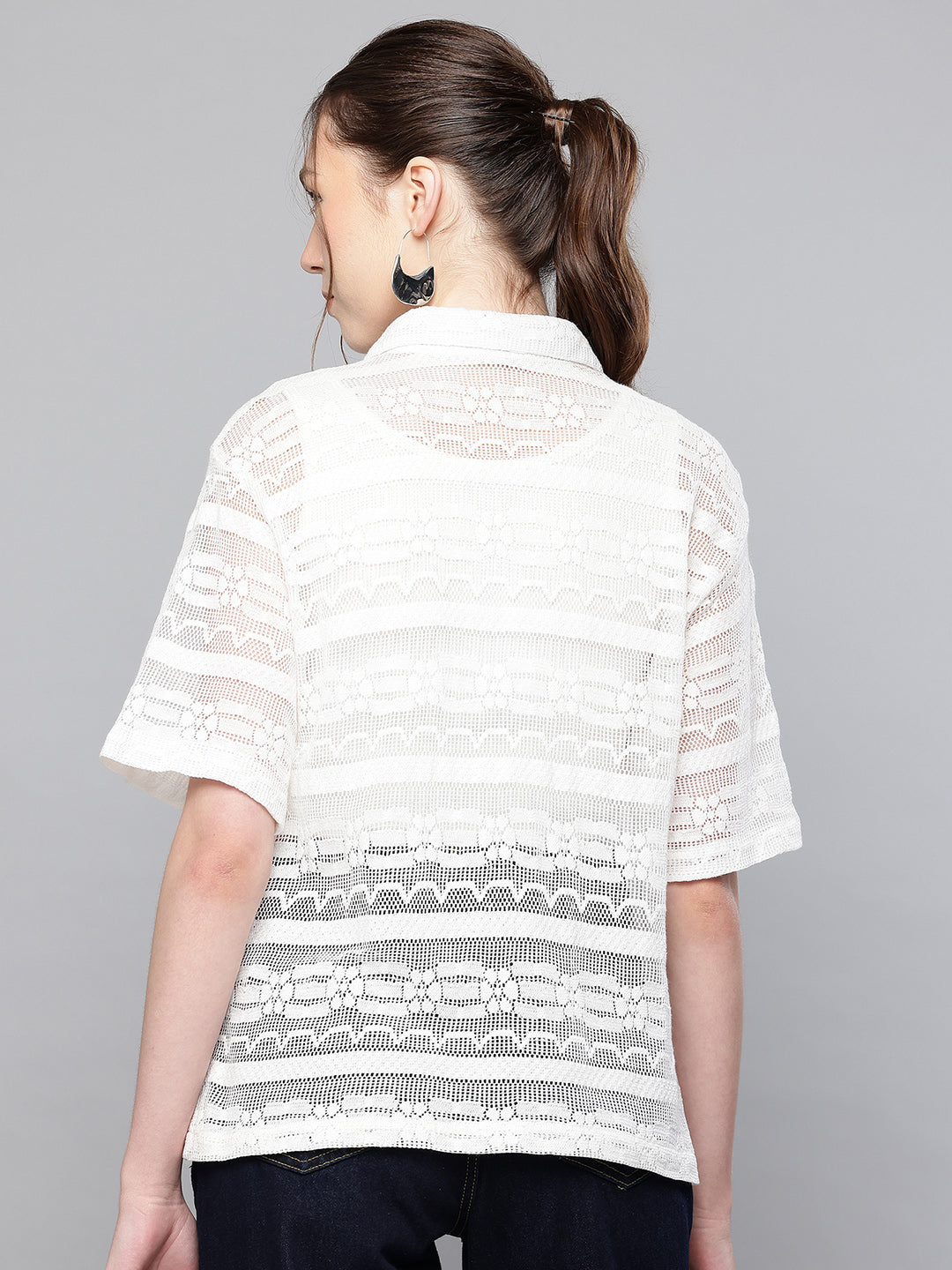 Lace Fabric short sleeve shirt
