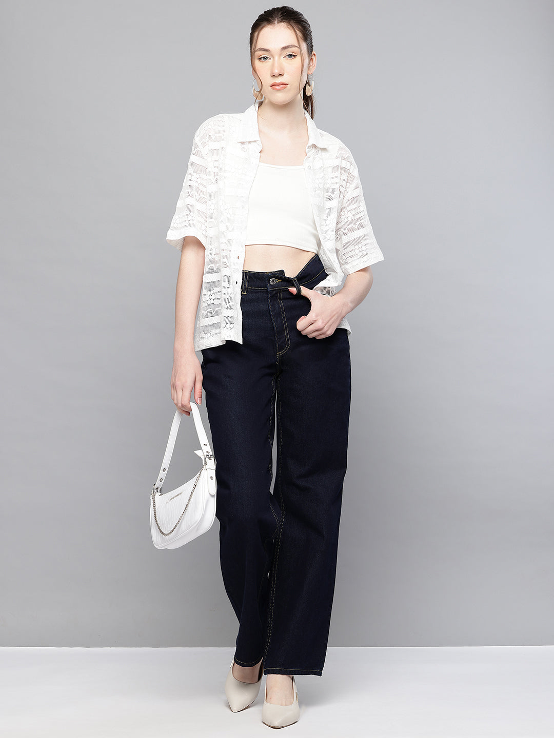Lace Fabric short sleeve shirt