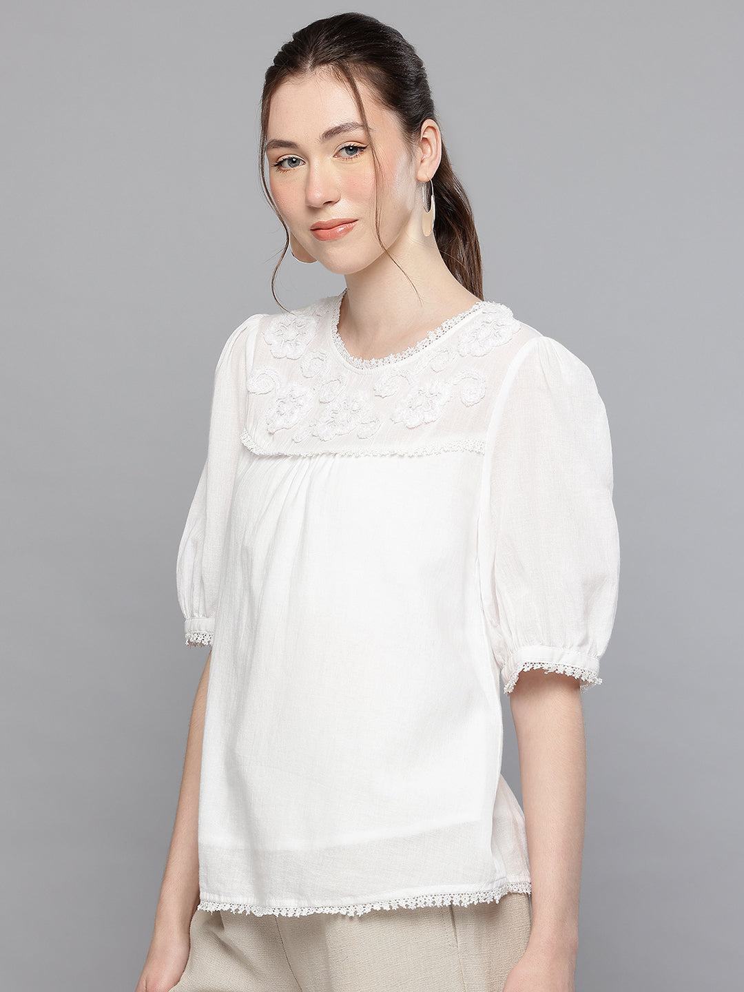 Hand embroidered cotton top