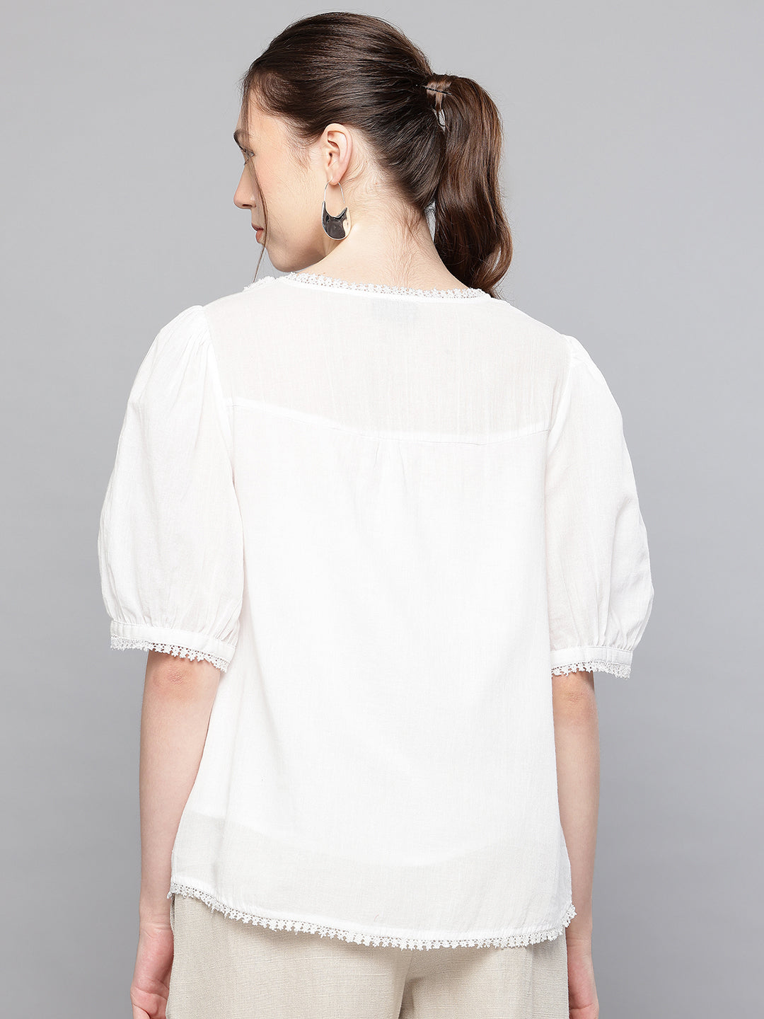 Hand embroidered cotton top