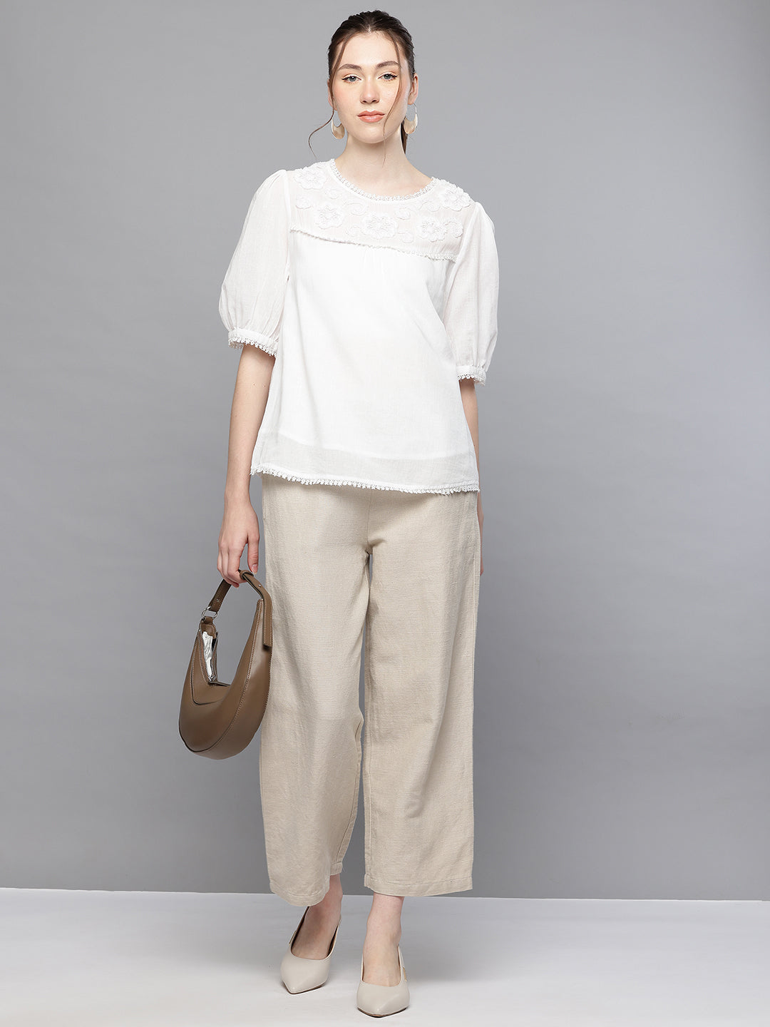 Hand embroidered cotton top