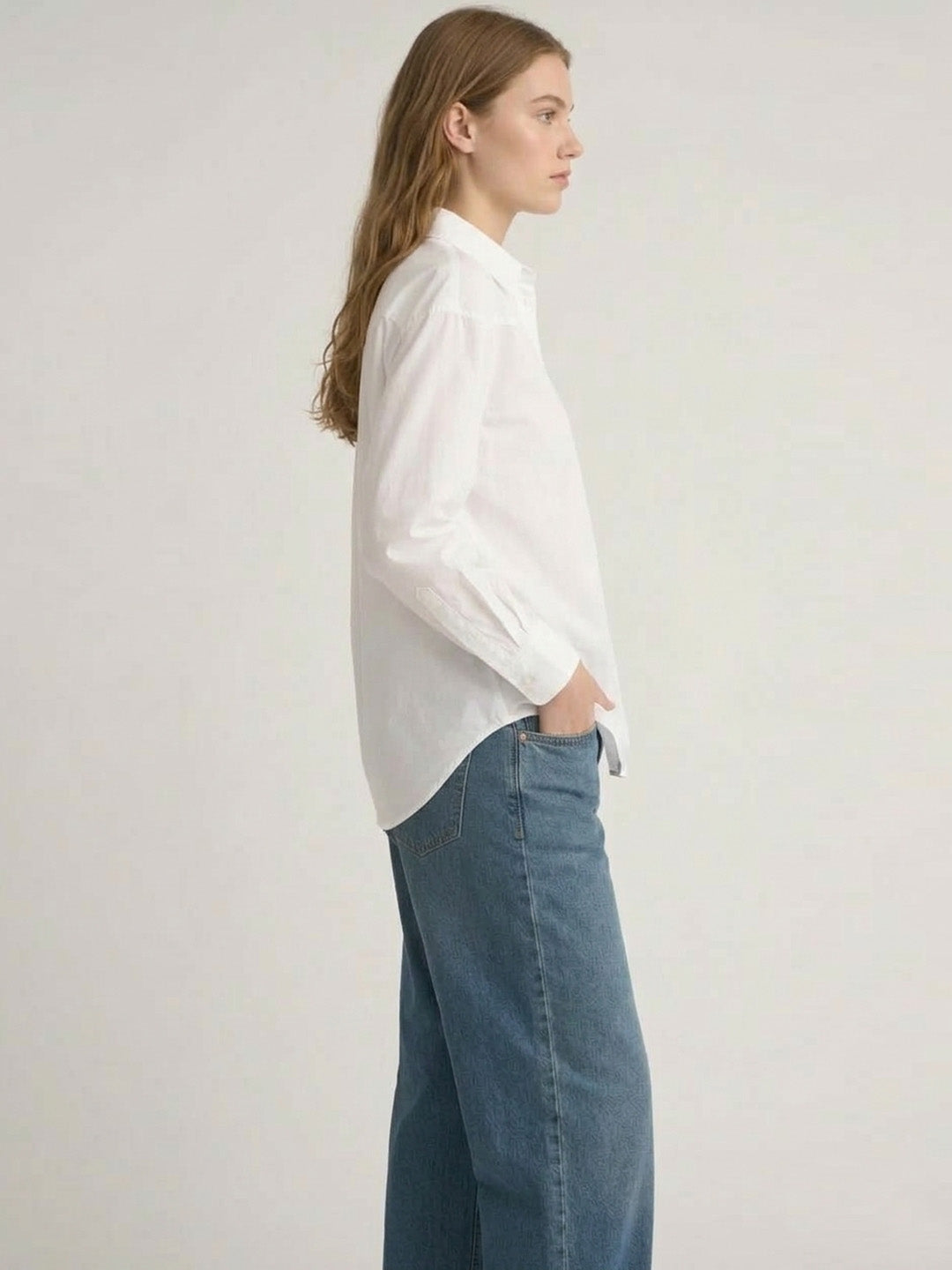 Scoup Women's cotton-poplin-white-shirt