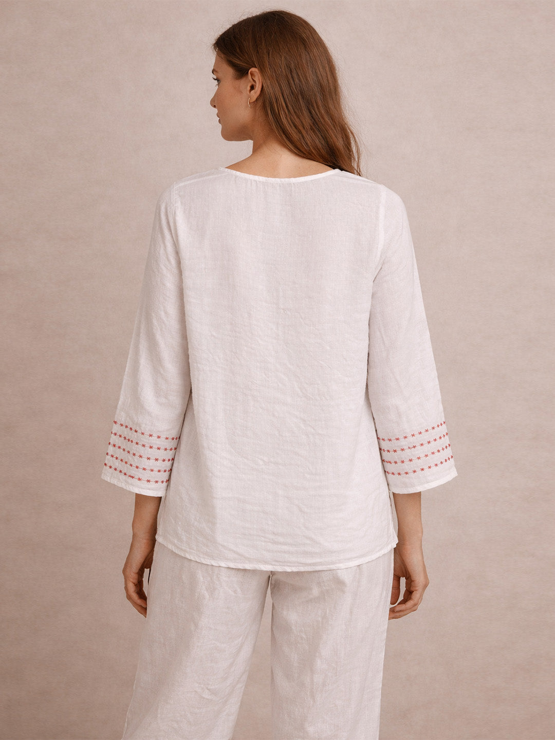 Thread Embroidered Cotton Top
