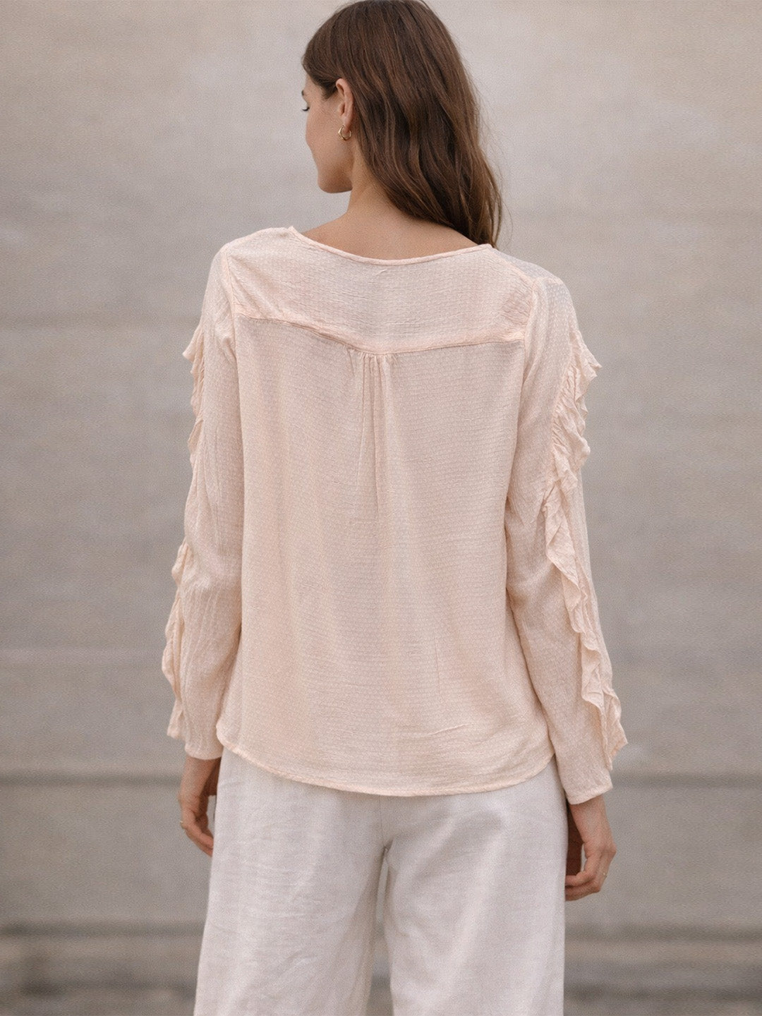 Scoup Women's dobby-frill-top