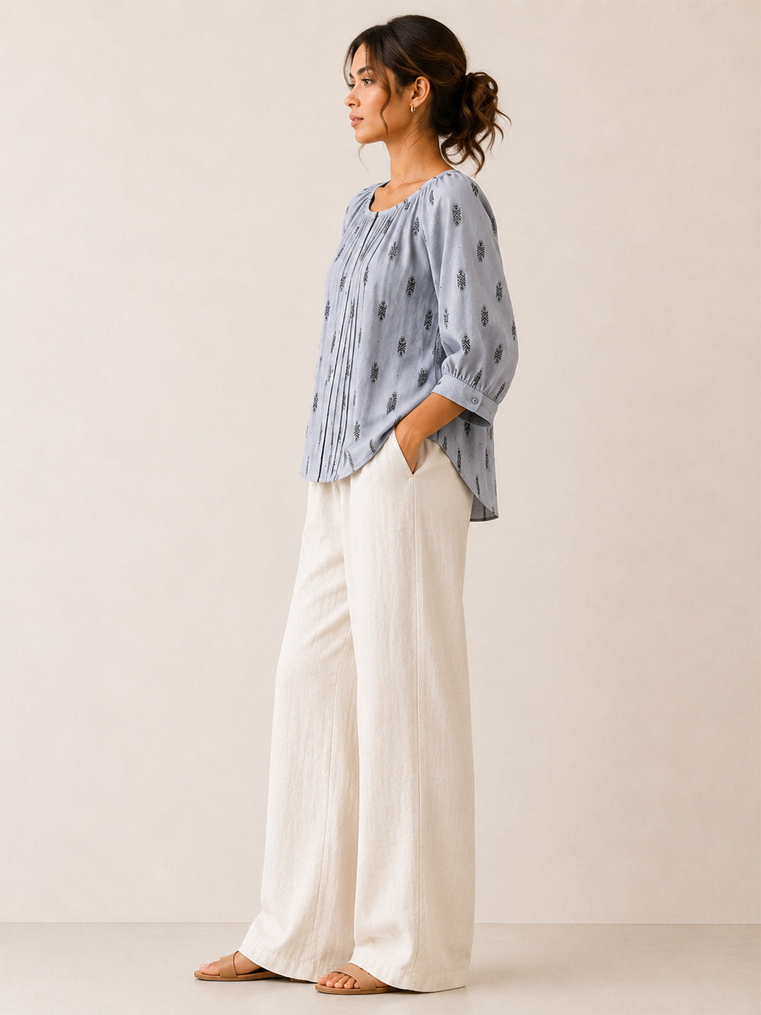 Cotton Dobby Pintuck Top