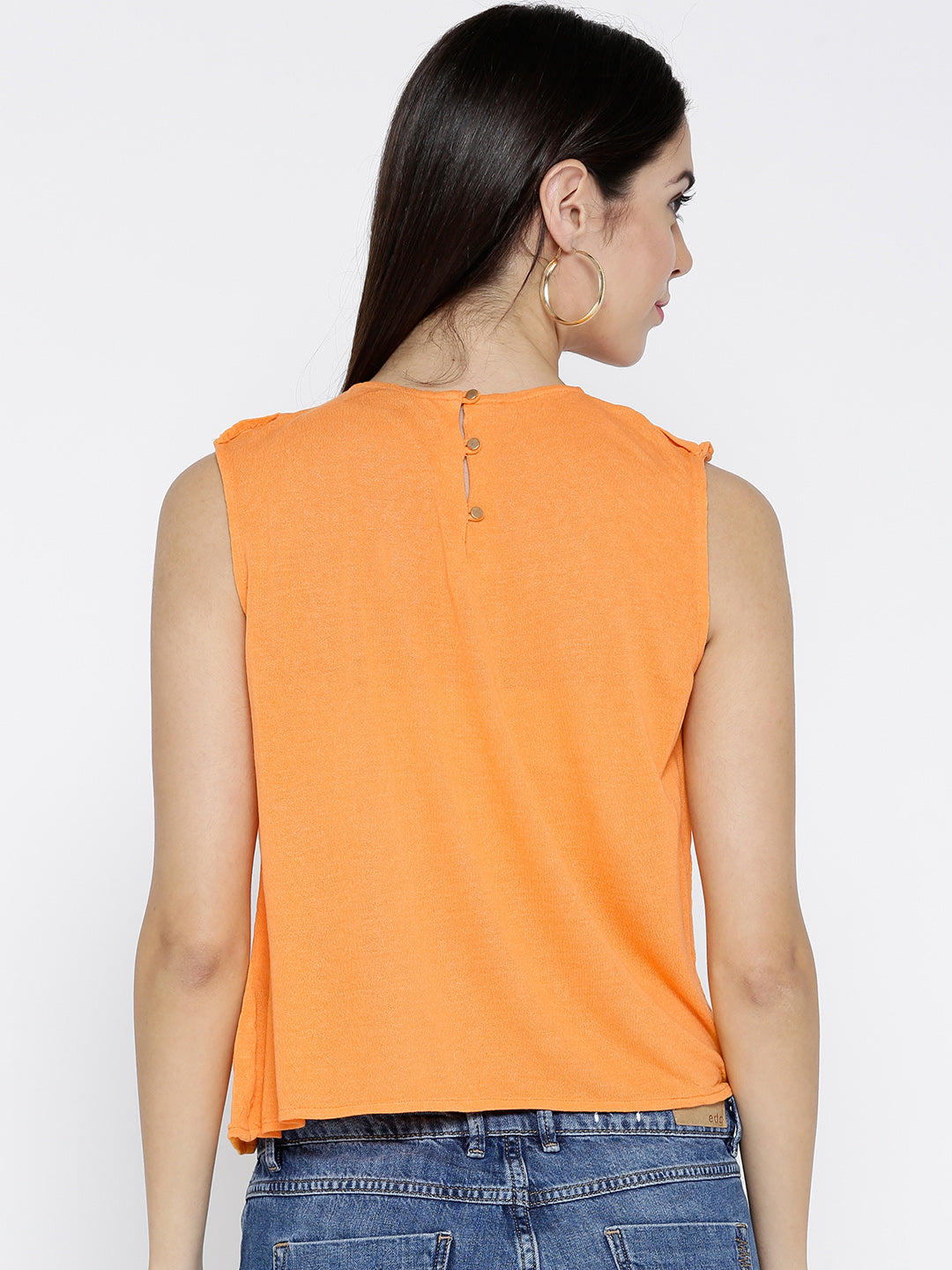 Orange Sleeveless Jeresey Top