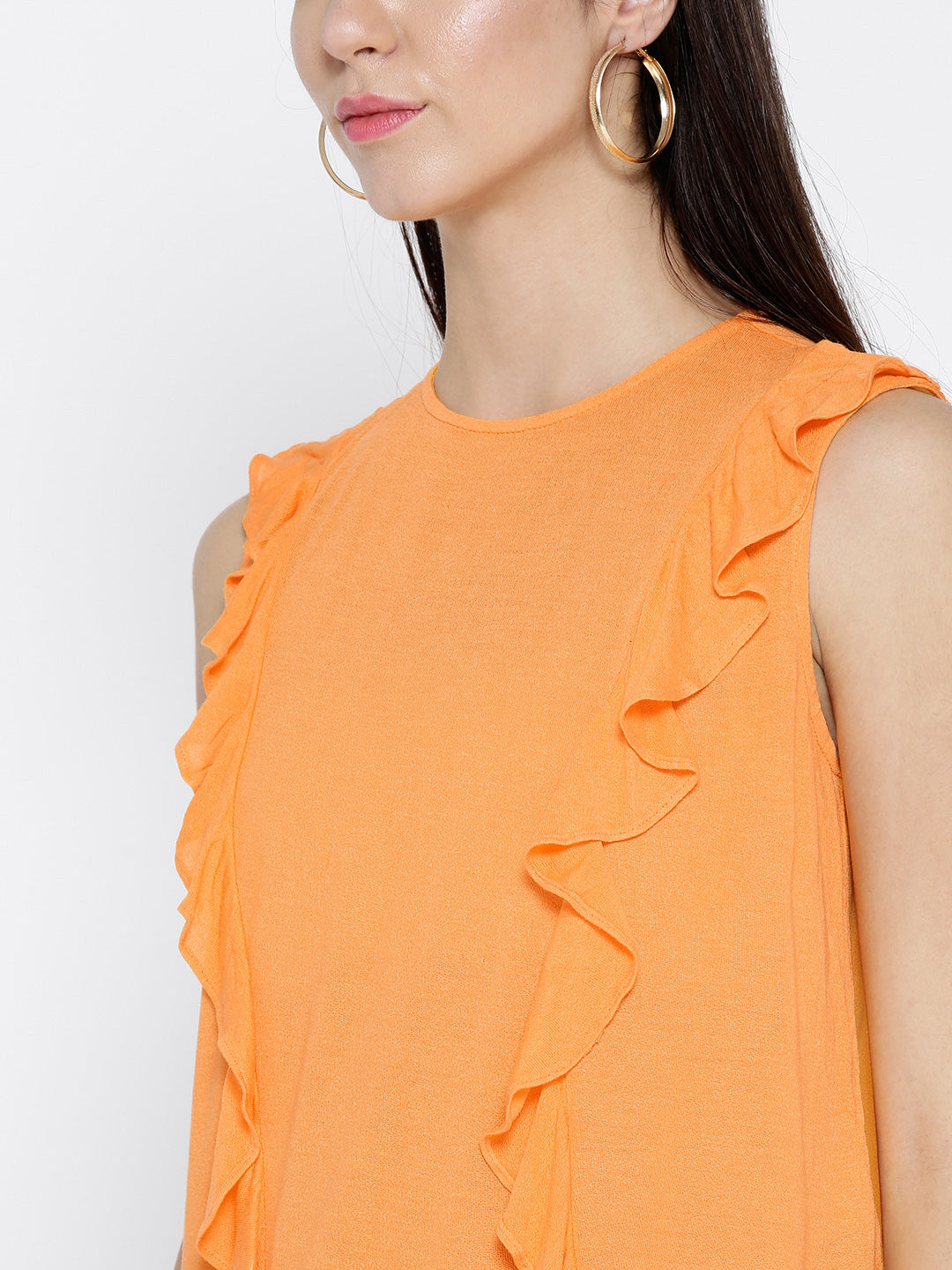 Orange Sleeveless Jeresey Top