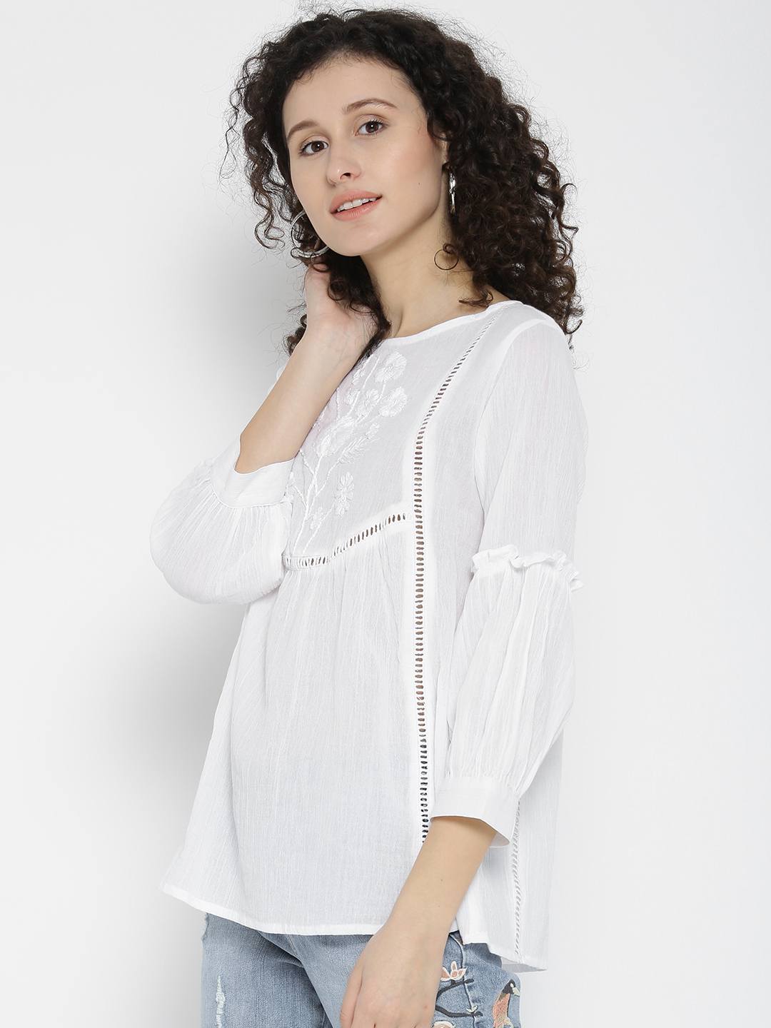 White Embroidered Top