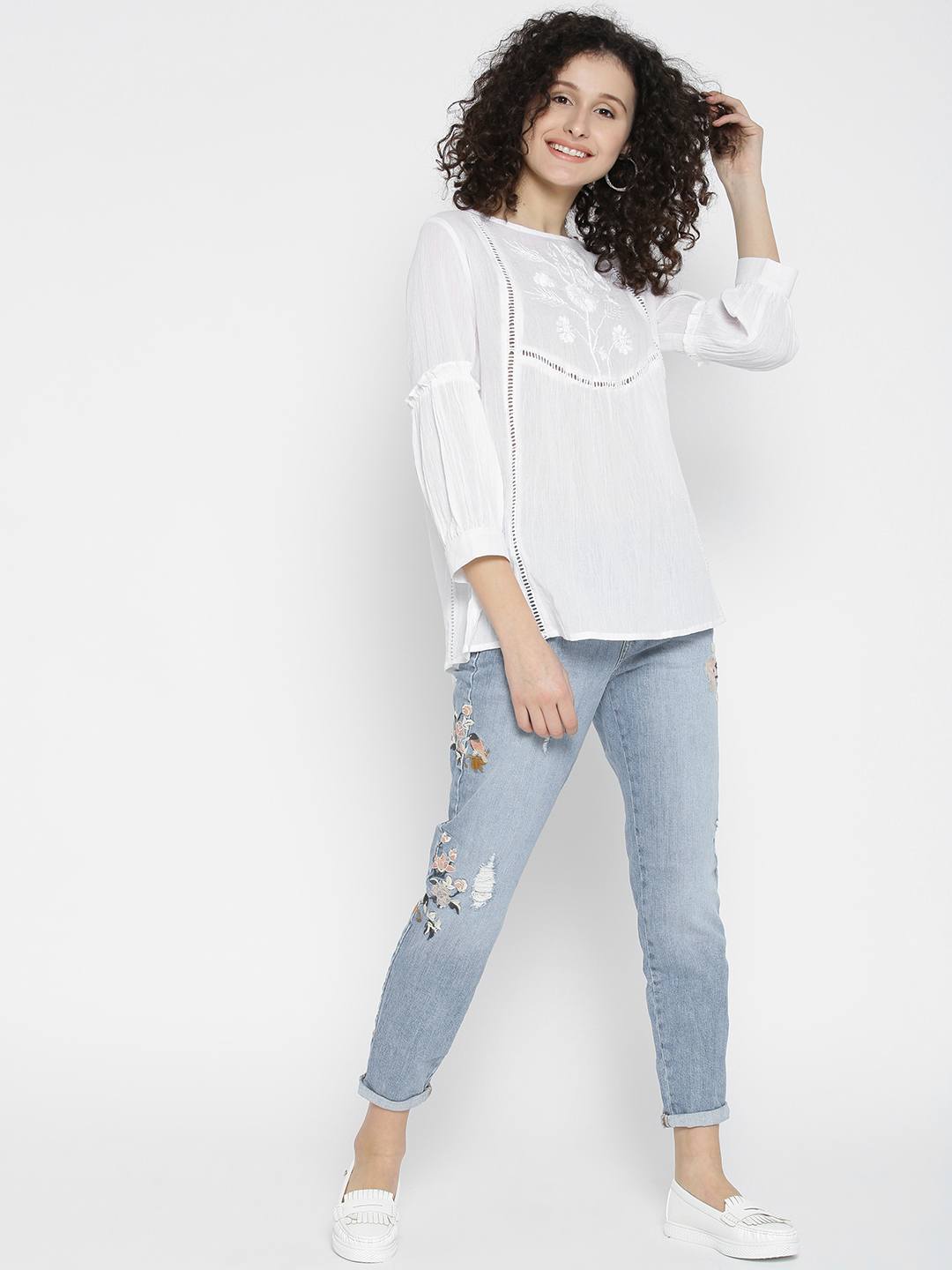 White Embroidered Top