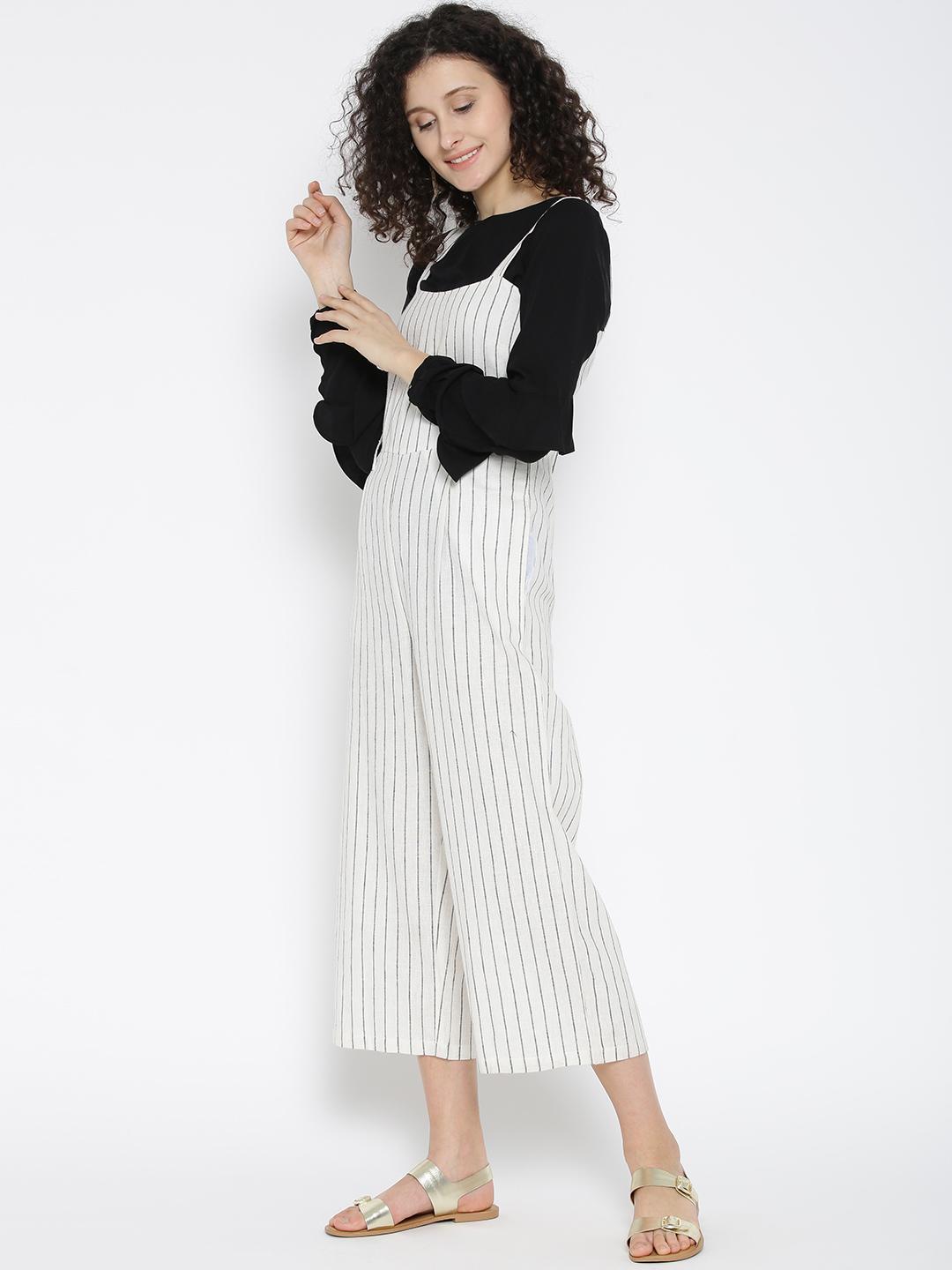 Cotton Ivory Stripe Dungarees