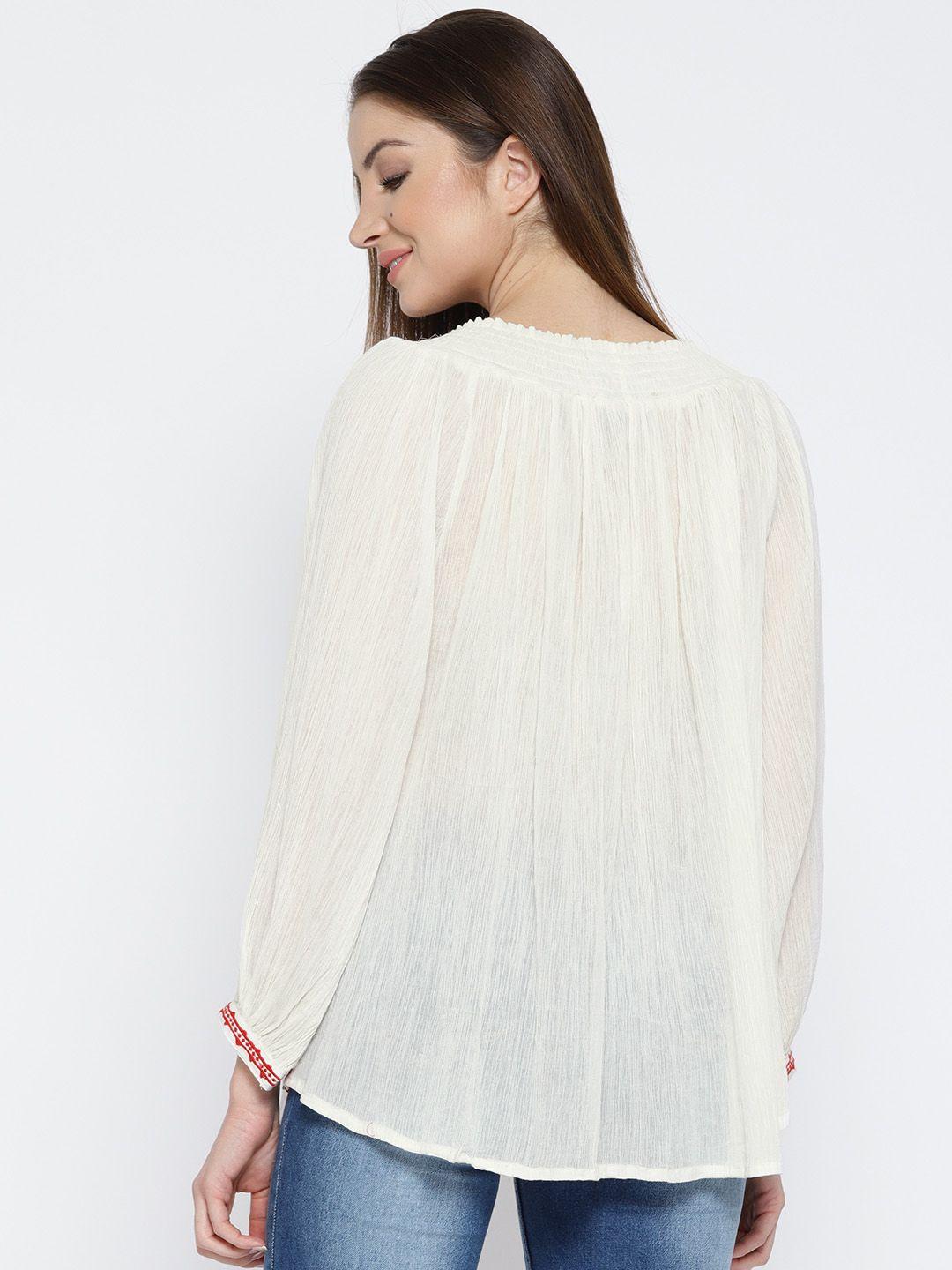 White Embridered Loose Fit Top