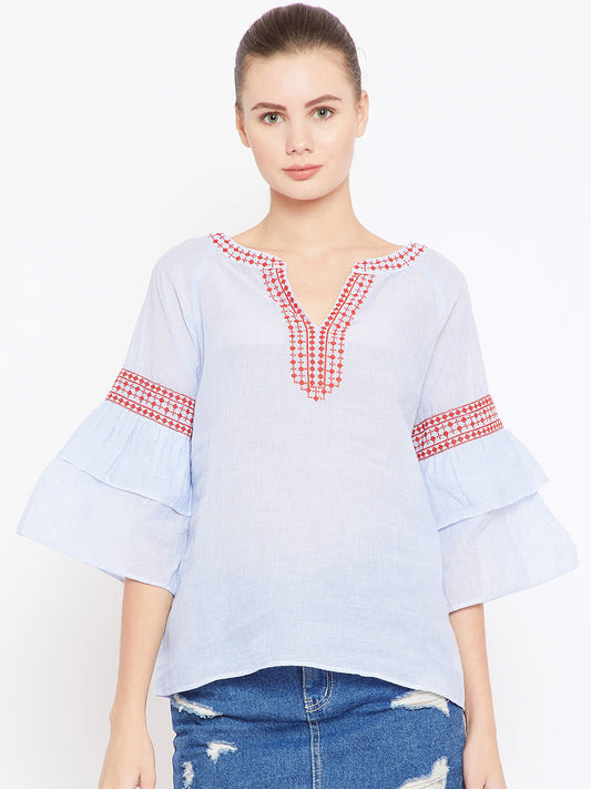 Scoup Red & White Striped A-Line Top