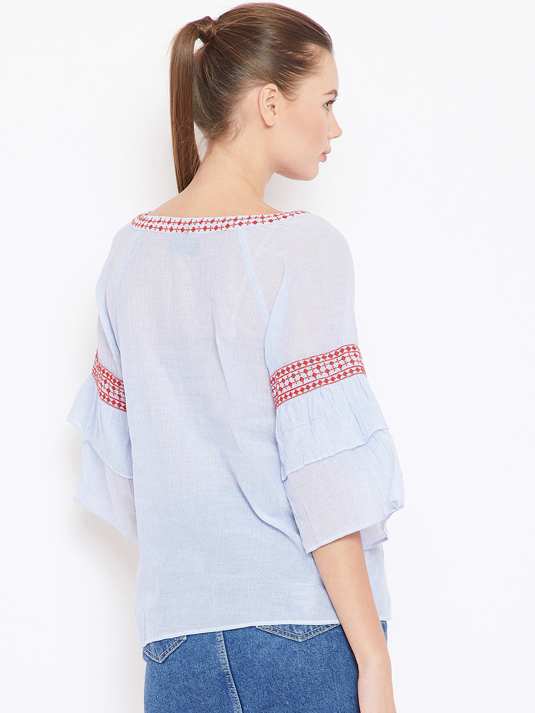 Scoup Red & White Striped A-Line Top
