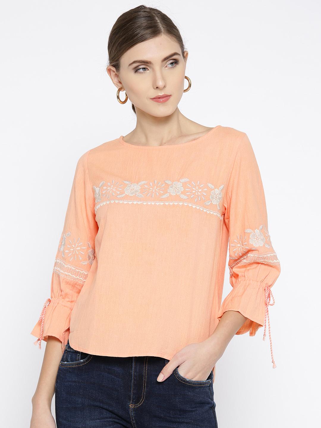 Scoup Peach-Coloured Solid Top