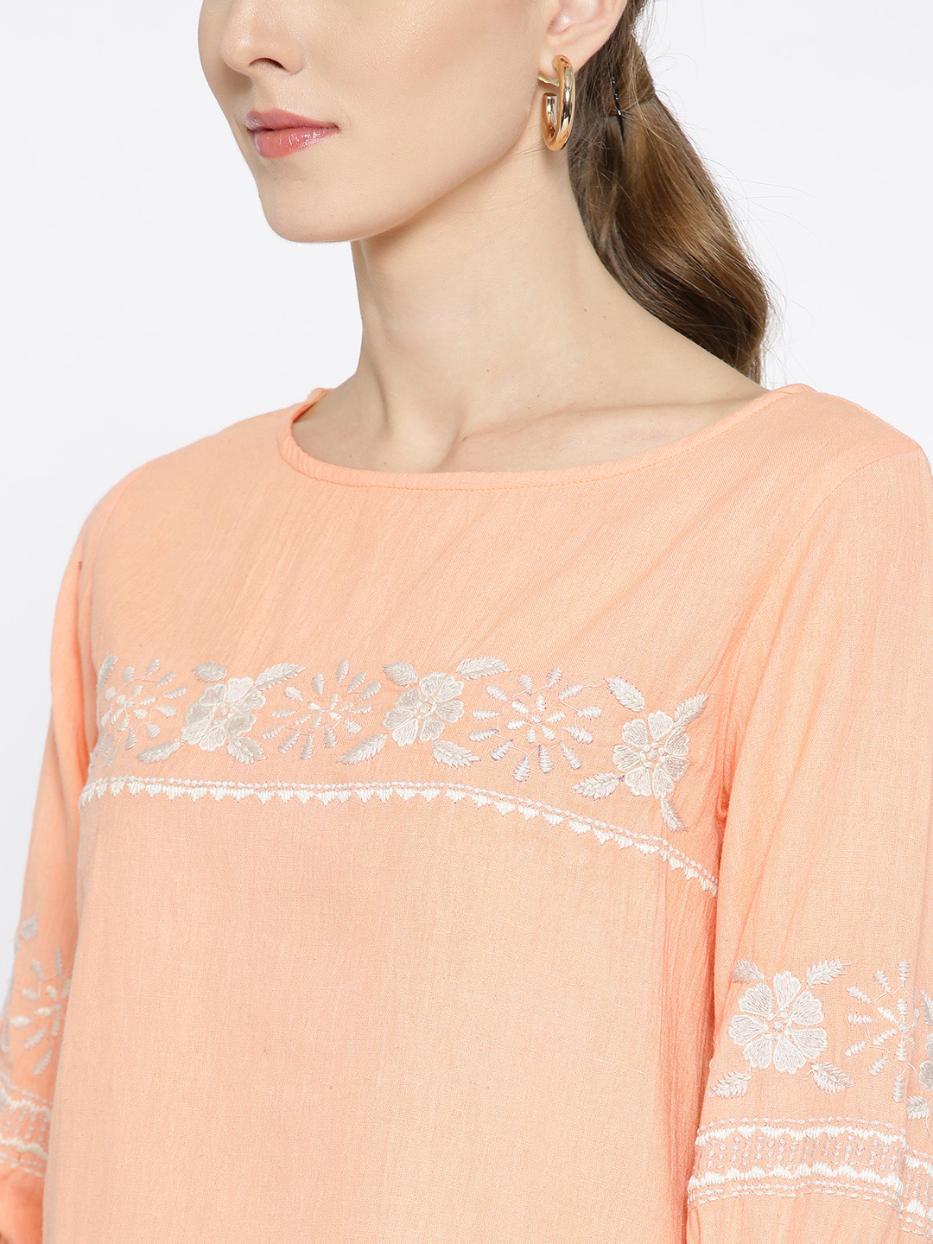 Scoup Peach-Coloured Solid Top