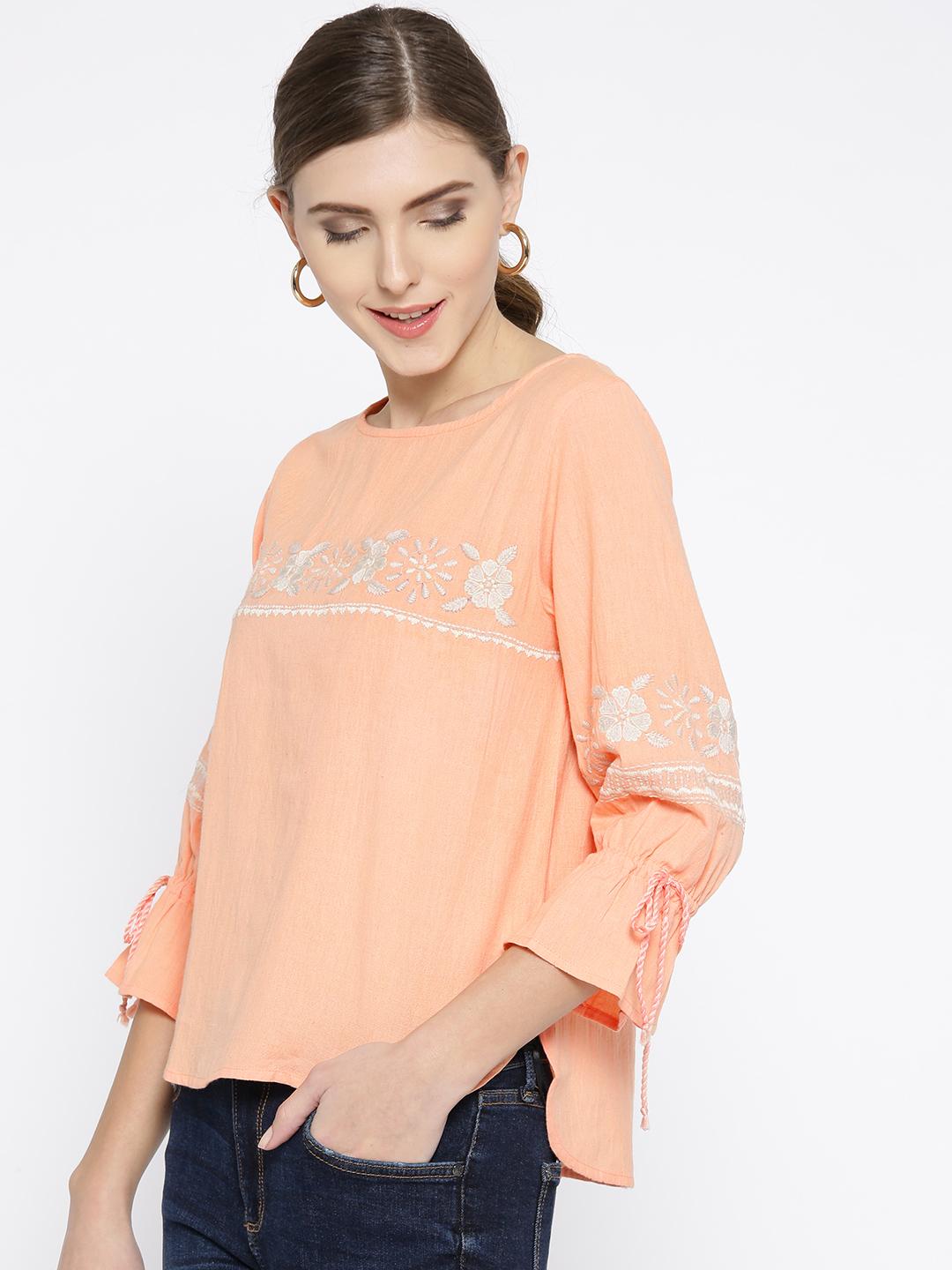 Scoup Peach-Coloured Solid Top