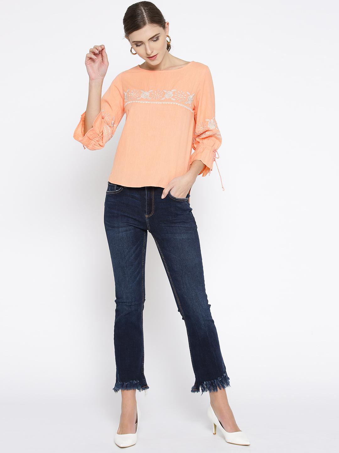 Scoup Peach-Coloured Solid Top