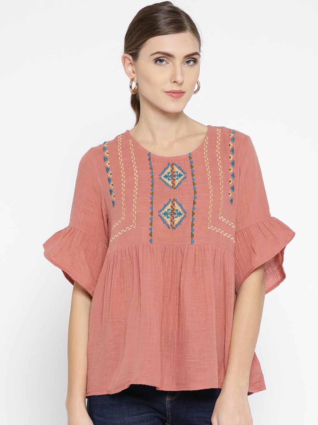Scoup Dusty Pink Solid A-Line Top