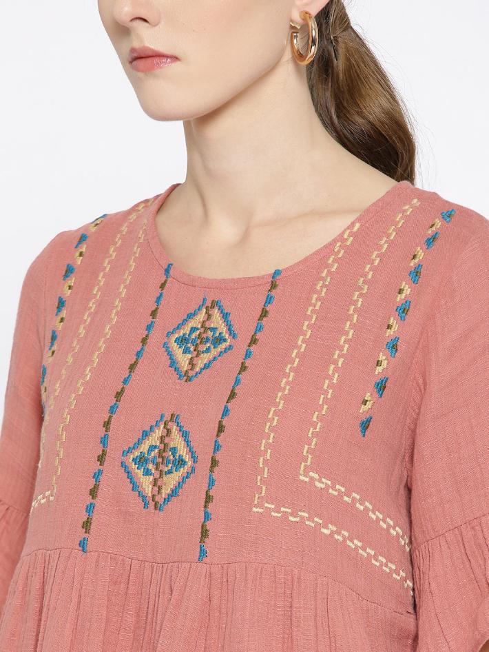 Scoup Dusty Pink Solid A-Line Top
