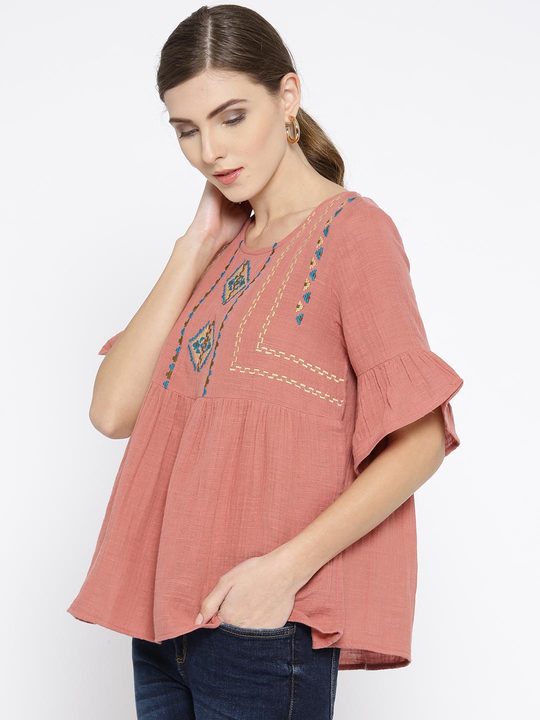 Scoup Dusty Pink Solid A-Line Top