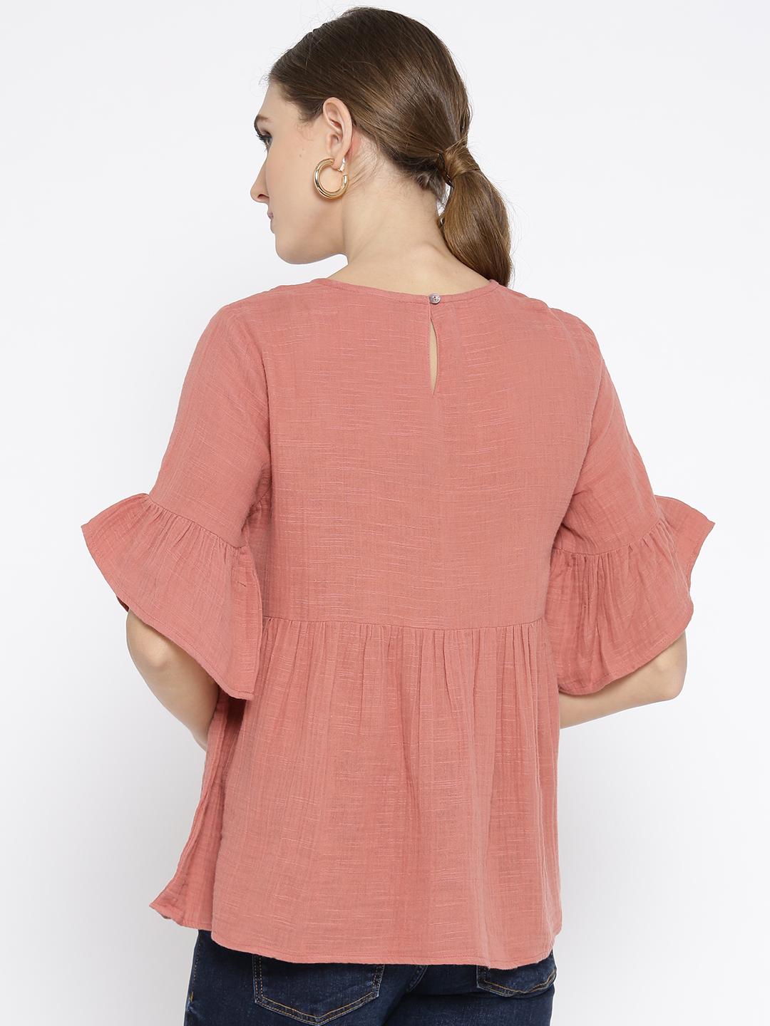 Scoup Dusty Pink Solid A-Line Top