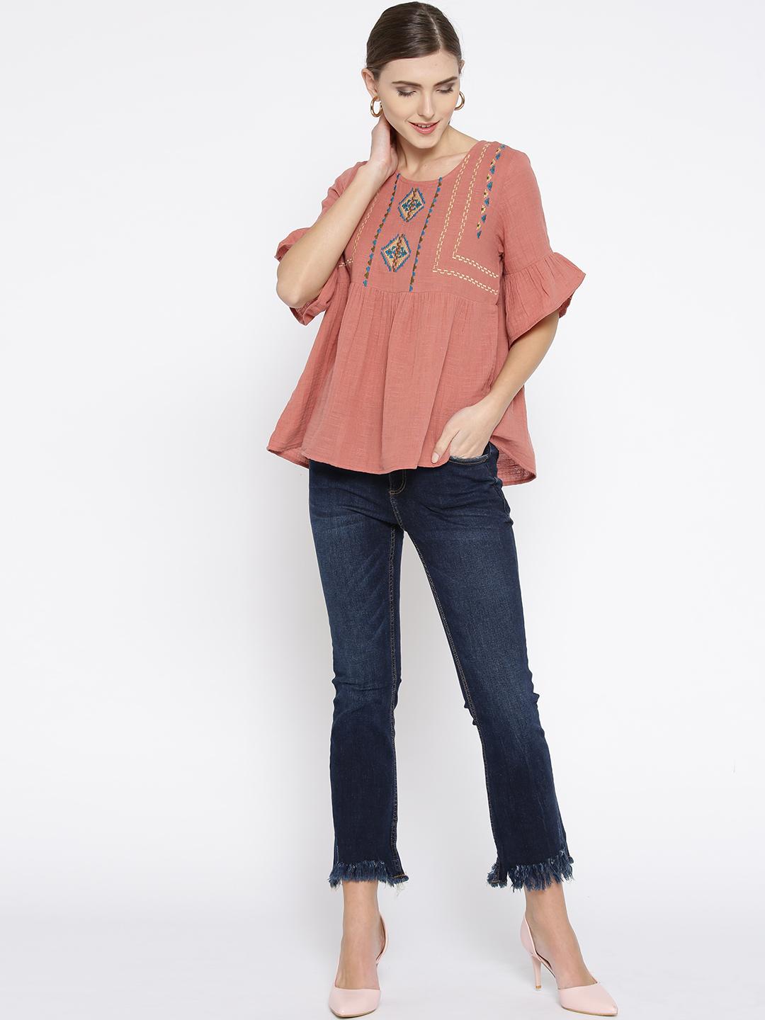 Scoup Dusty Pink Solid A-Line Top