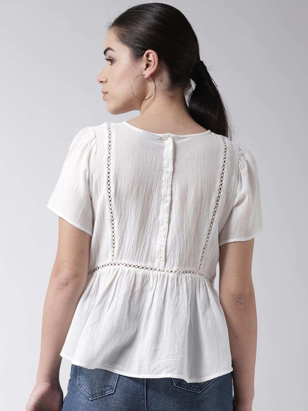 Embroidered Lace Insert Top
