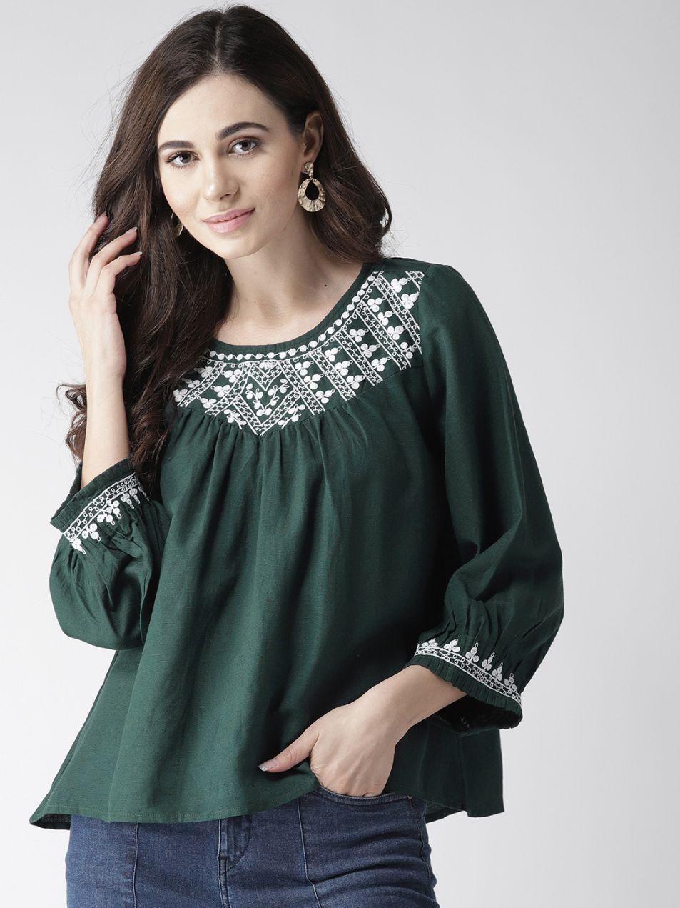 Embroidered Green Top